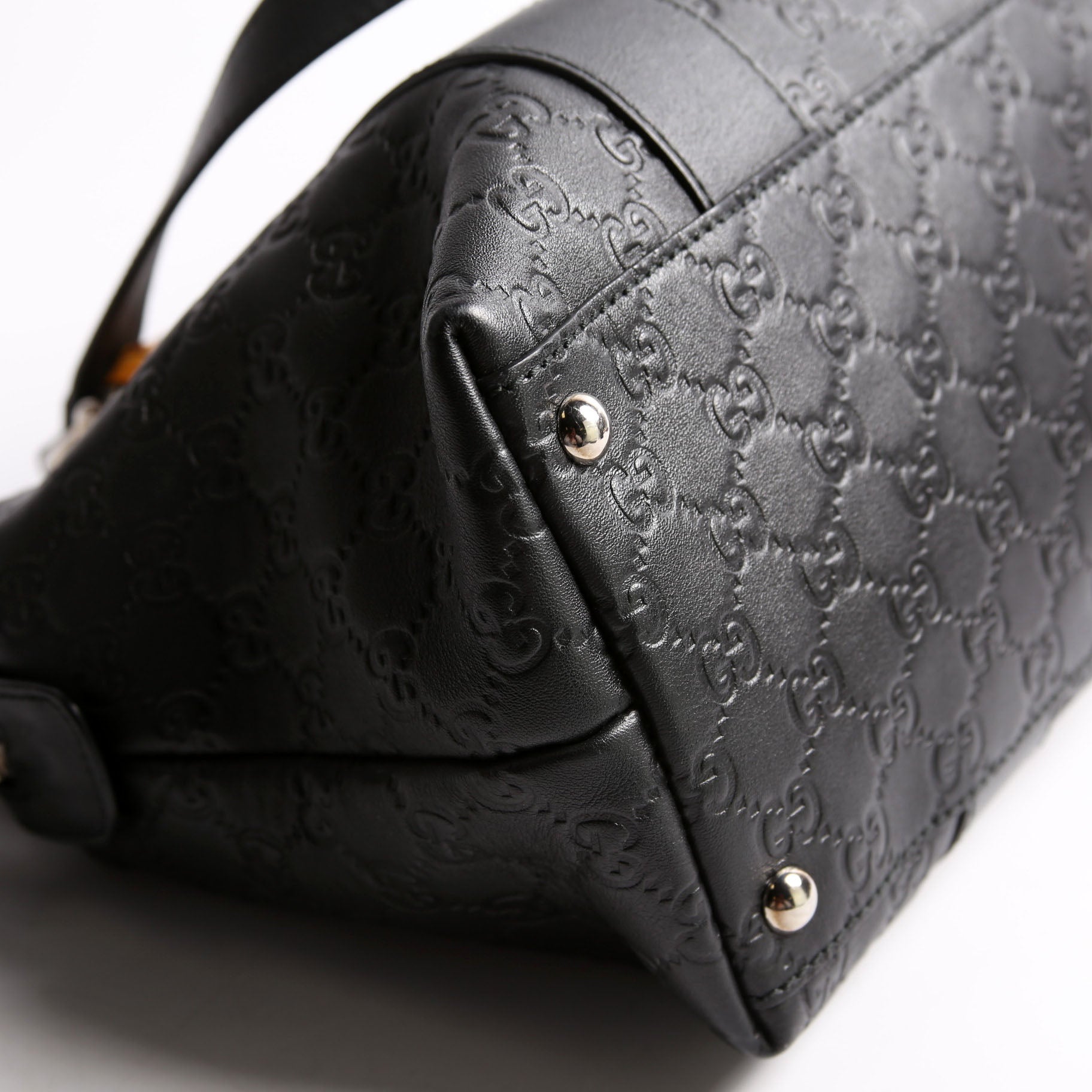 355772 Guccissima Bamboo Bar Tote Black