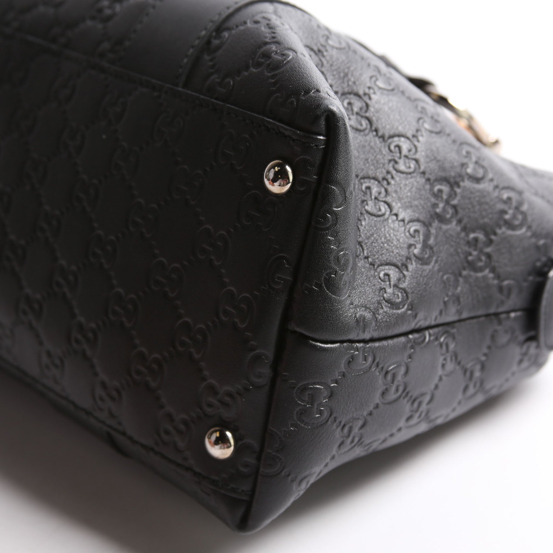 355772 Guccissima Bamboo Bar Tote Black