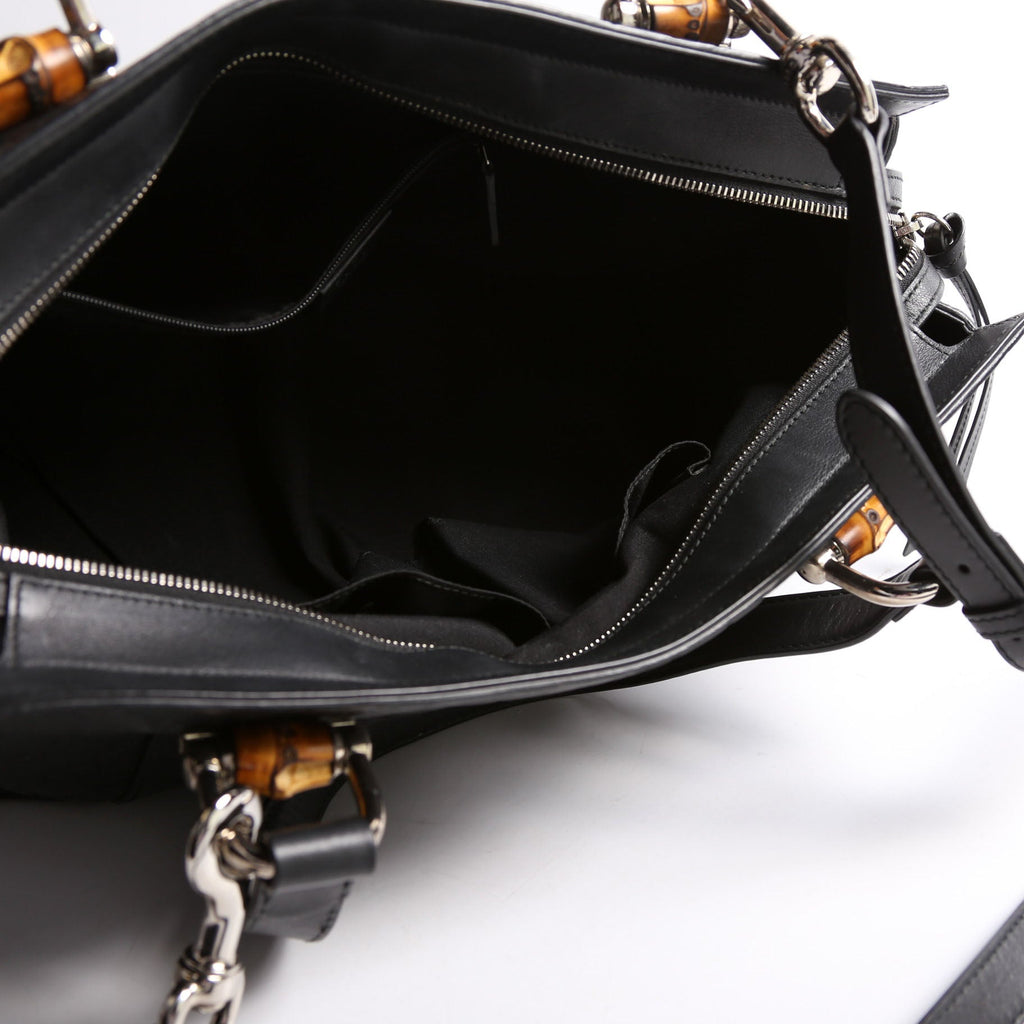355772 Guccissima Bamboo Bar Tote Black