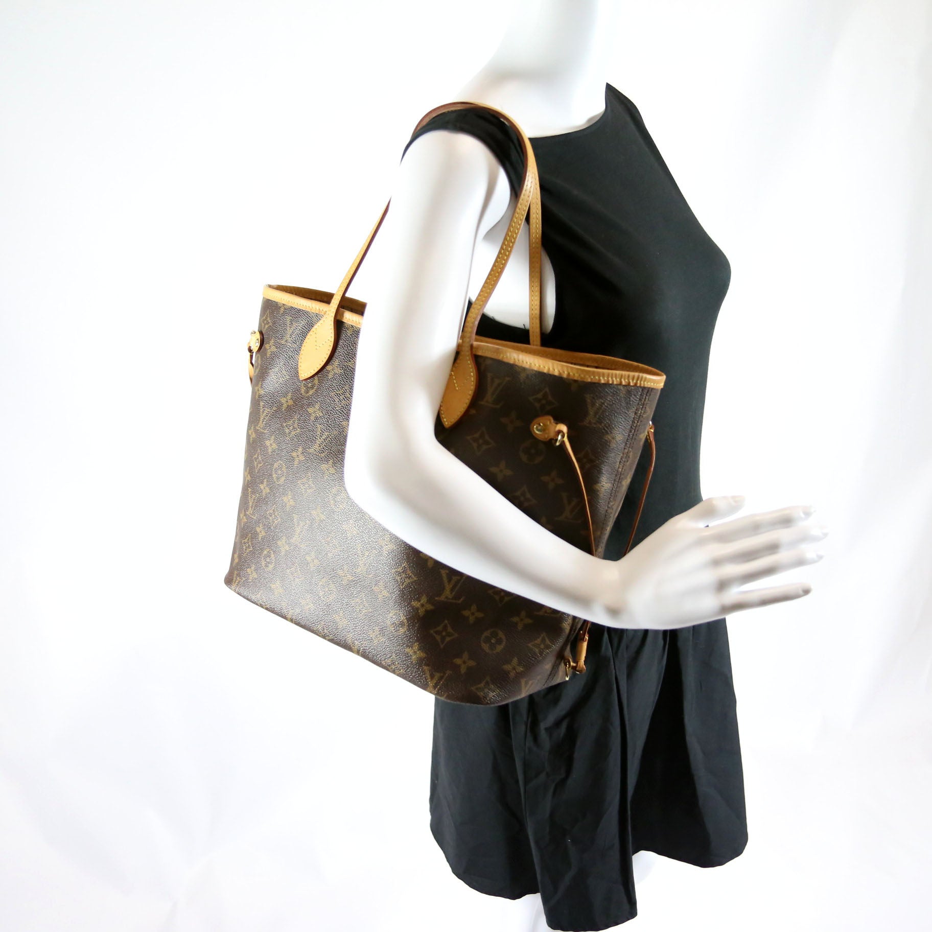 Neverfull With Wallet MM Monogram Beige