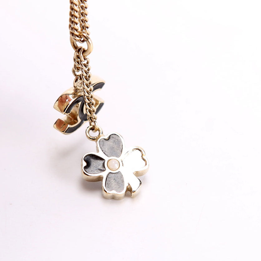 CC Clover Enamel Pendants Necklace Gold/Black
