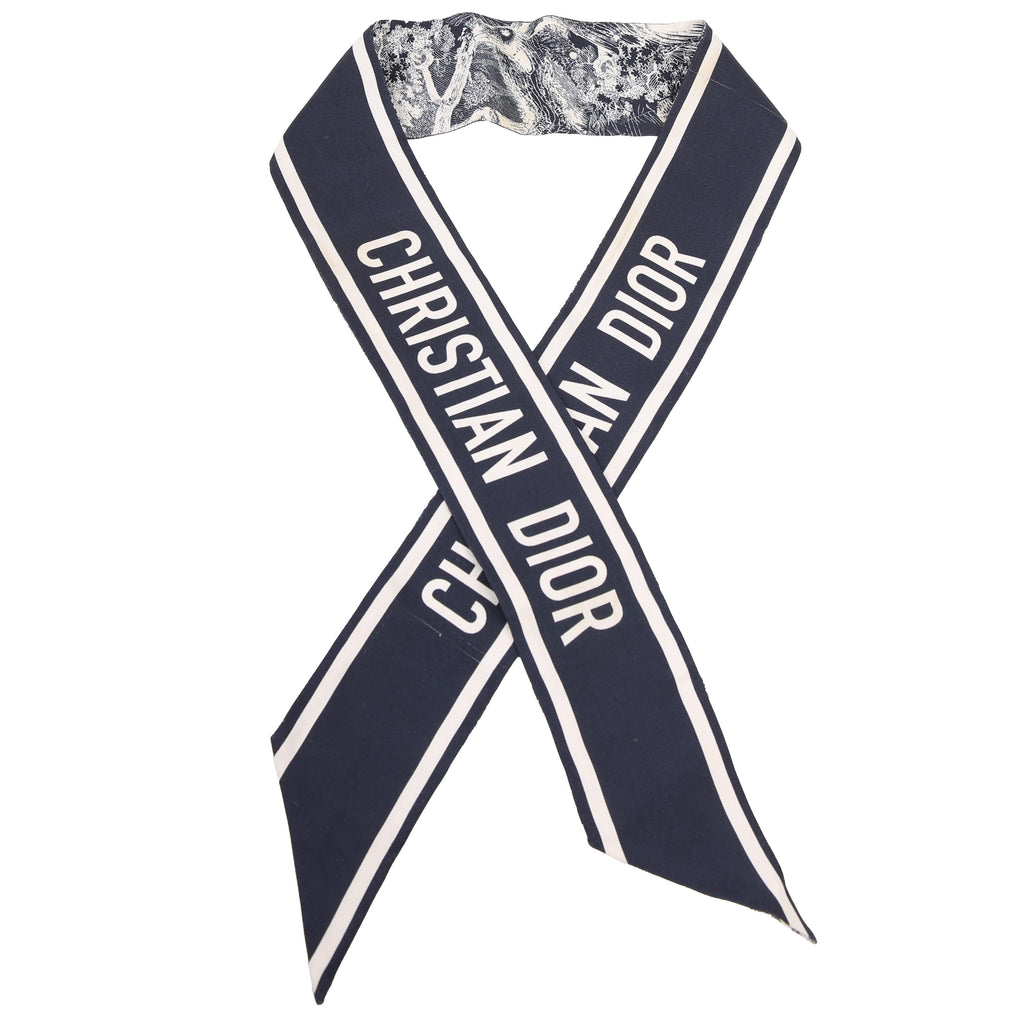 Toile Jouy Mitzah Twilly Silk Scarf Navy Blue