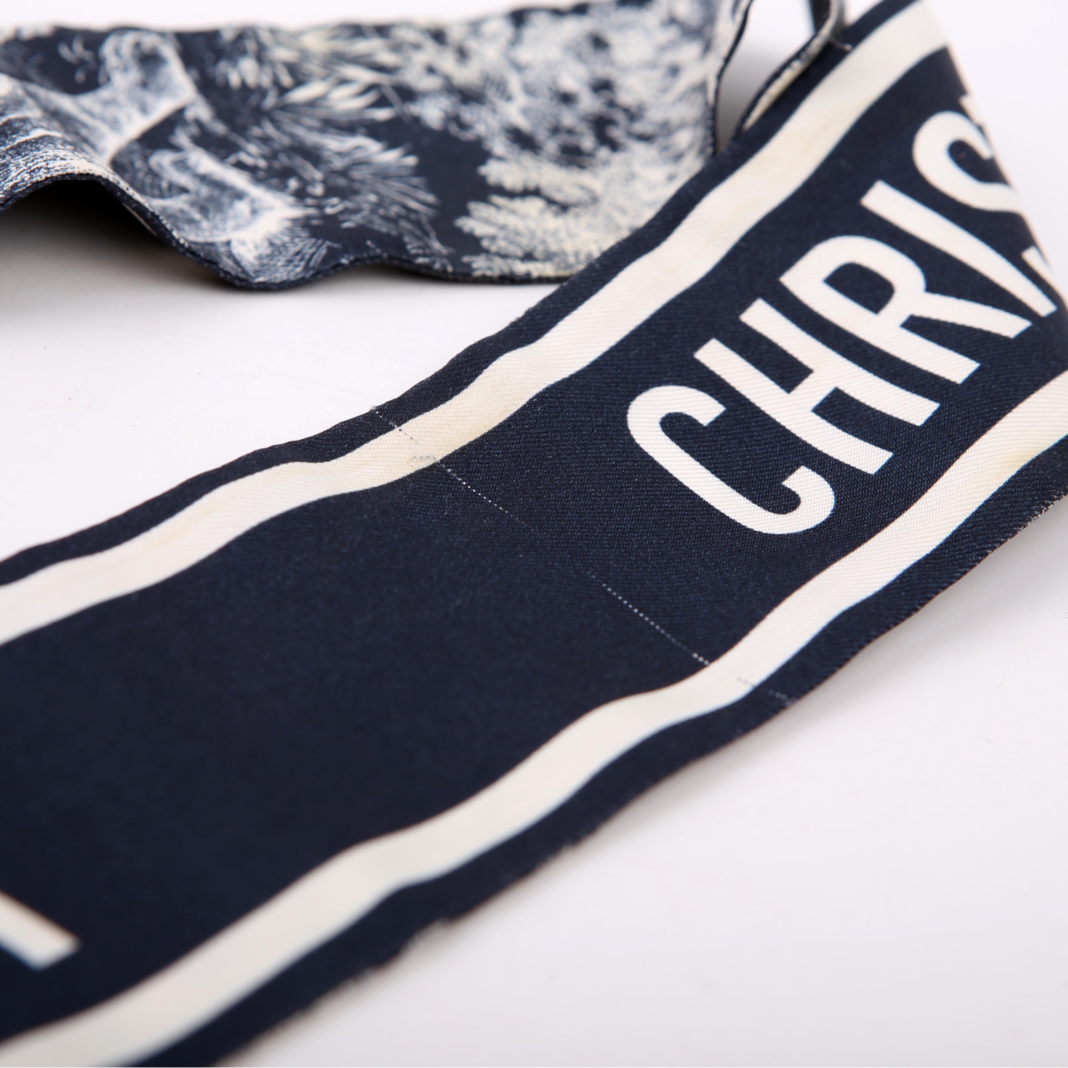 Toile Jouy Mitzah Twilly Silk Scarf Navy Blue