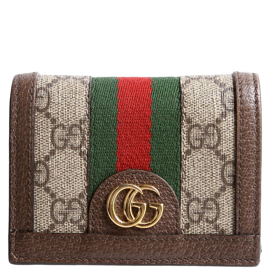 735574 Ophidia GG Card Case Wallet Brown
