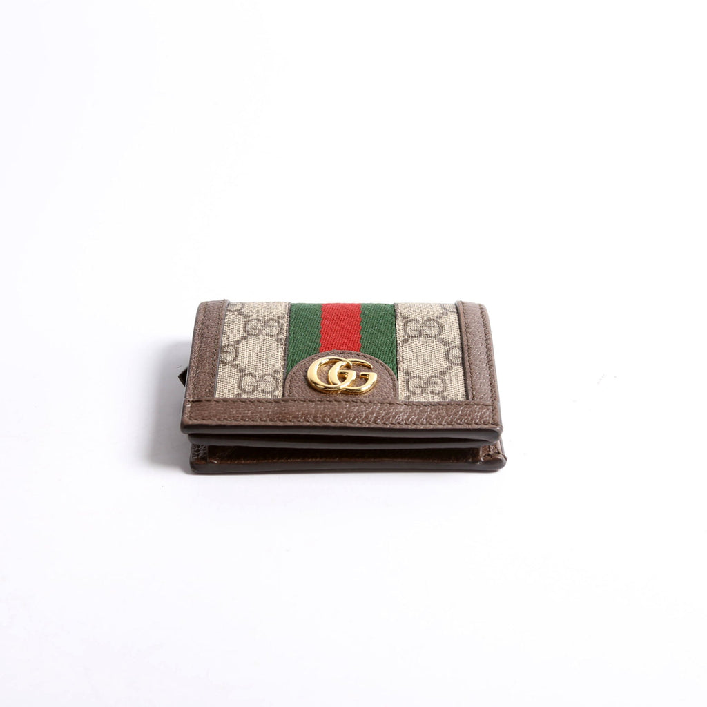 735574 Ophidia GG Card Case Wallet Brown