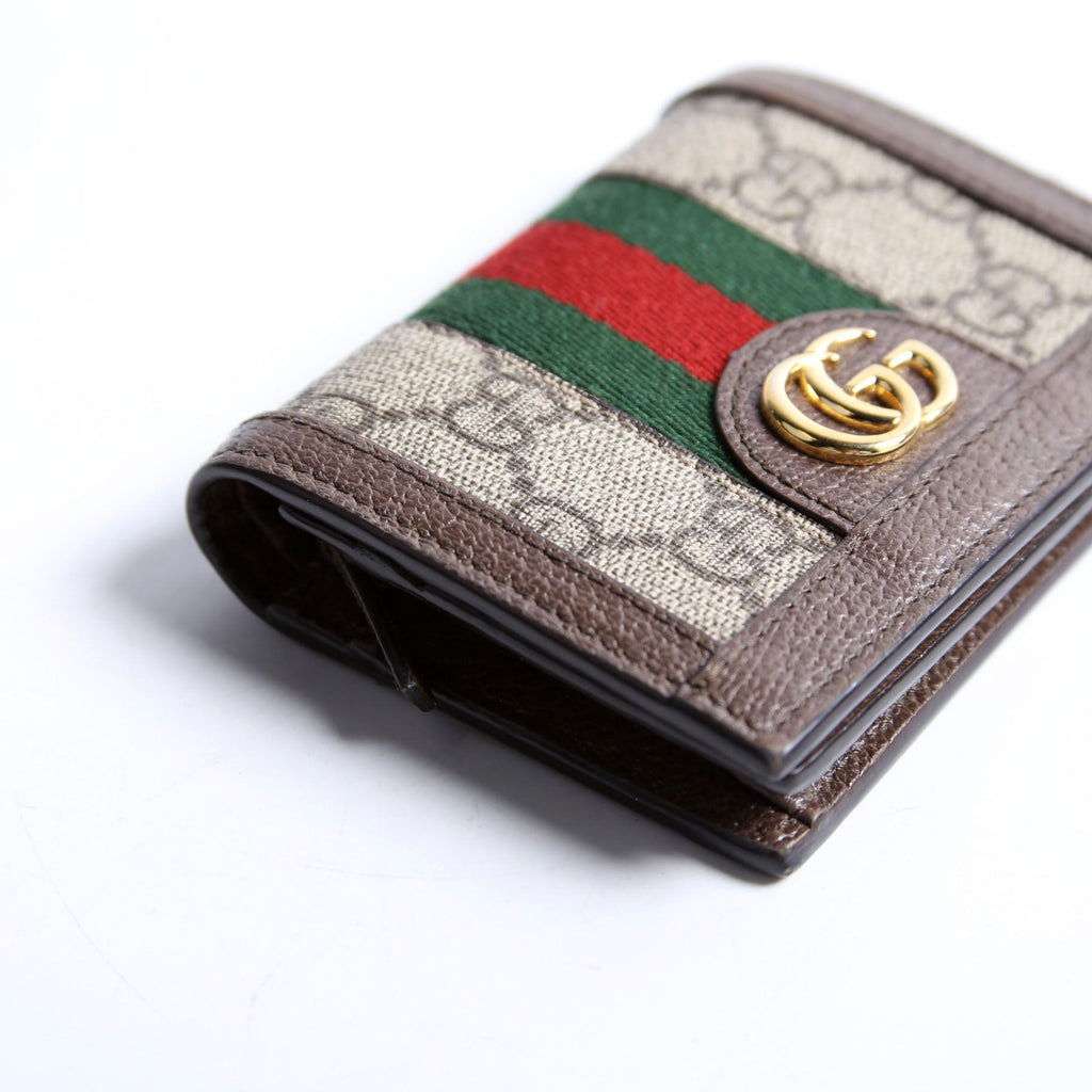 735574 Ophidia GG Card Case Wallet Brown