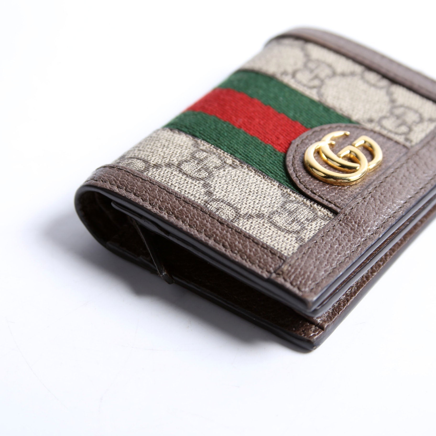 735574 Ophidia GG Card Case Wallet Brown