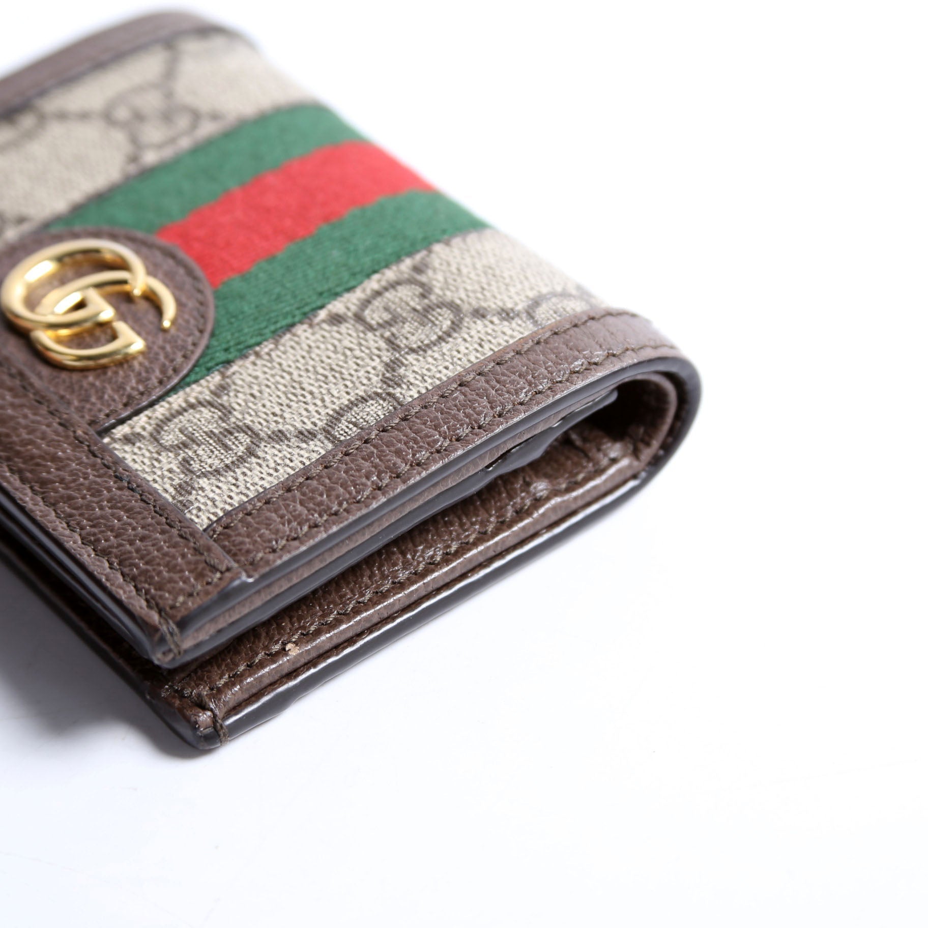 735574 Ophidia GG Card Case Wallet Brown