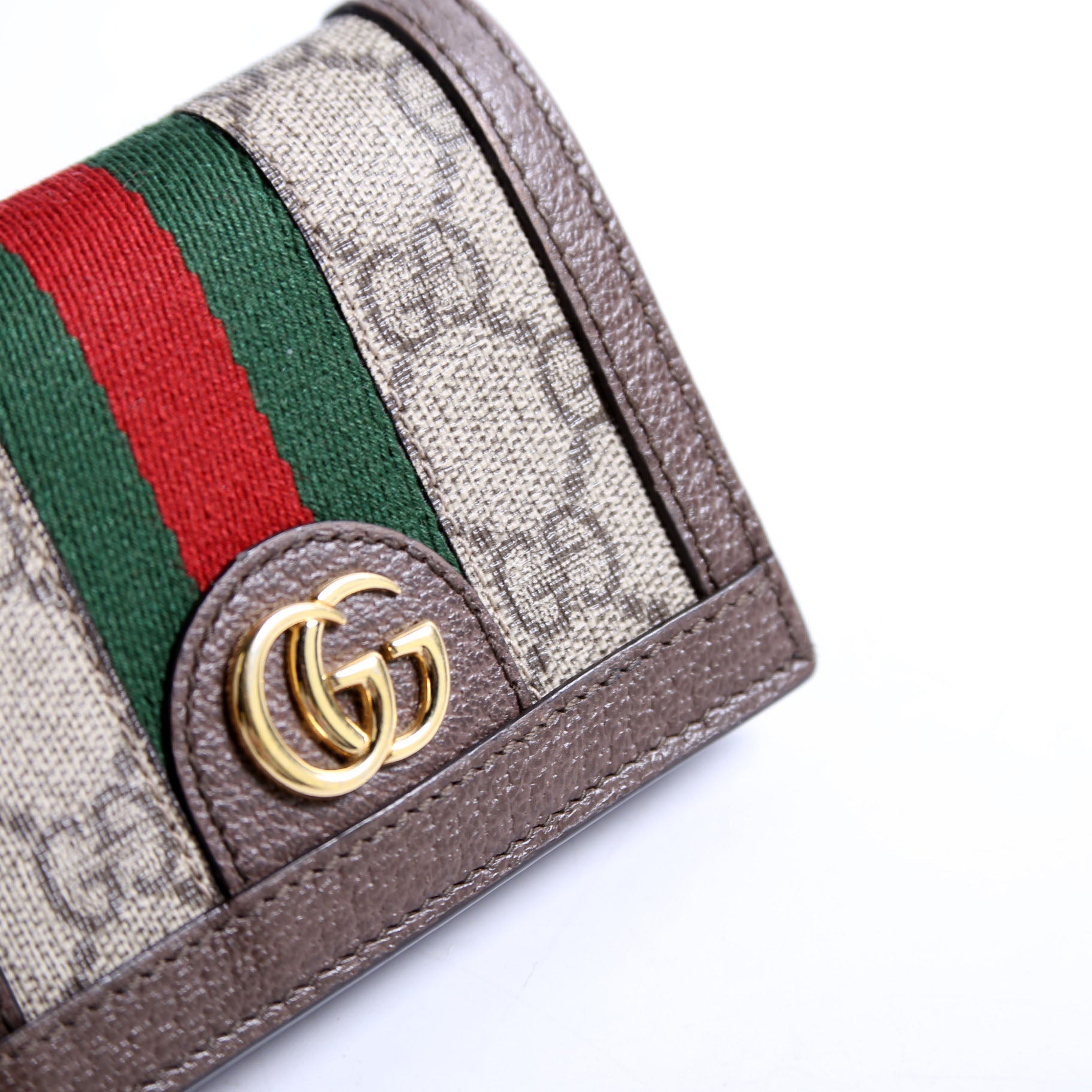 735574 Ophidia GG Card Case Wallet Brown