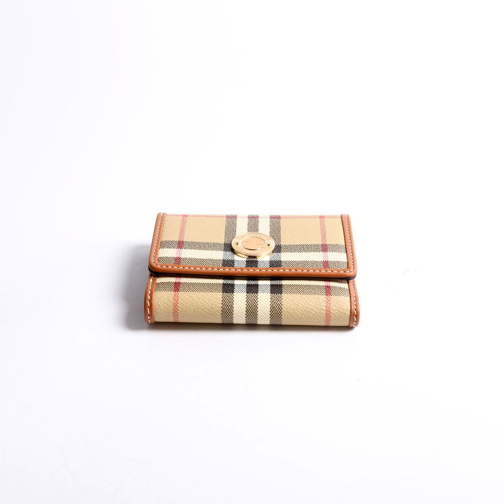 Lancaster Check Trifold Wallet Brown