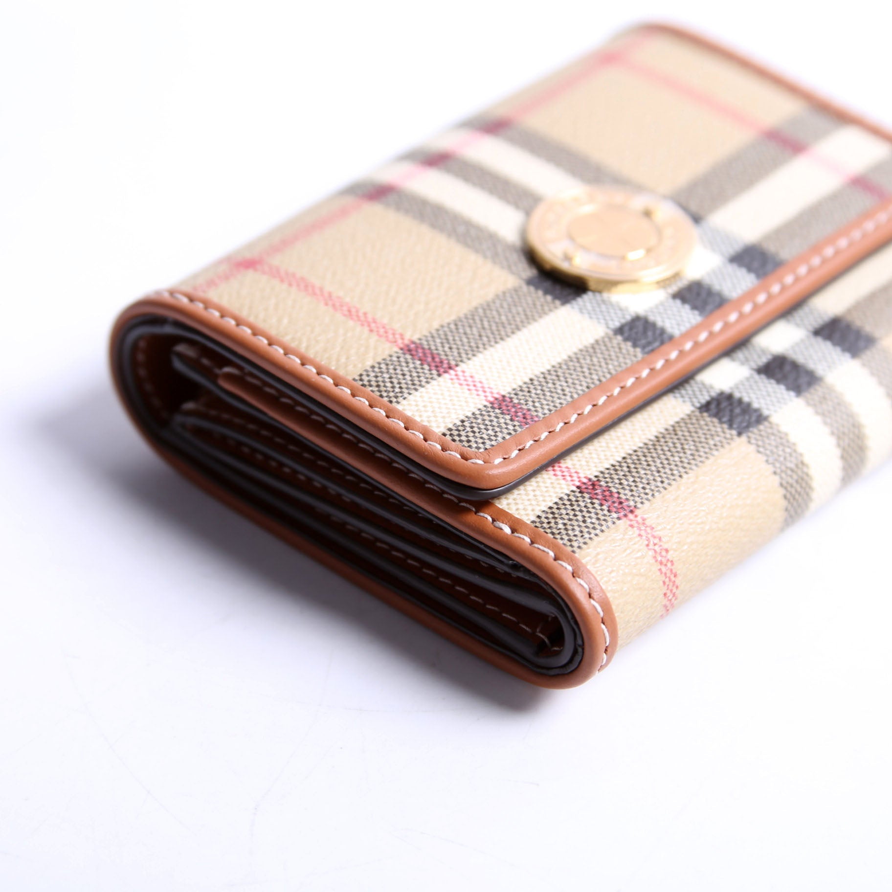 Lancaster Check Trifold Wallet Brown
