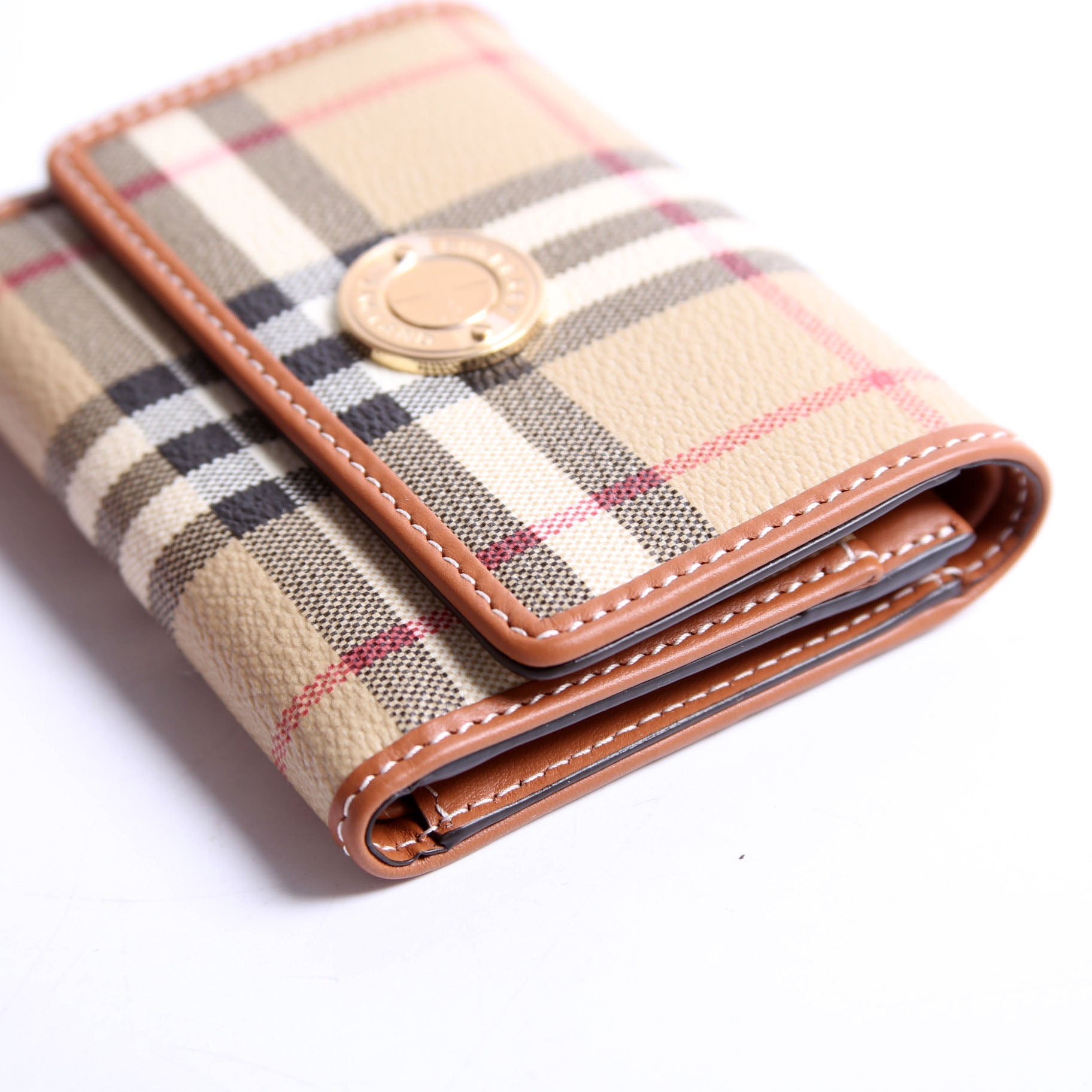 Lancaster Check Trifold Wallet Brown