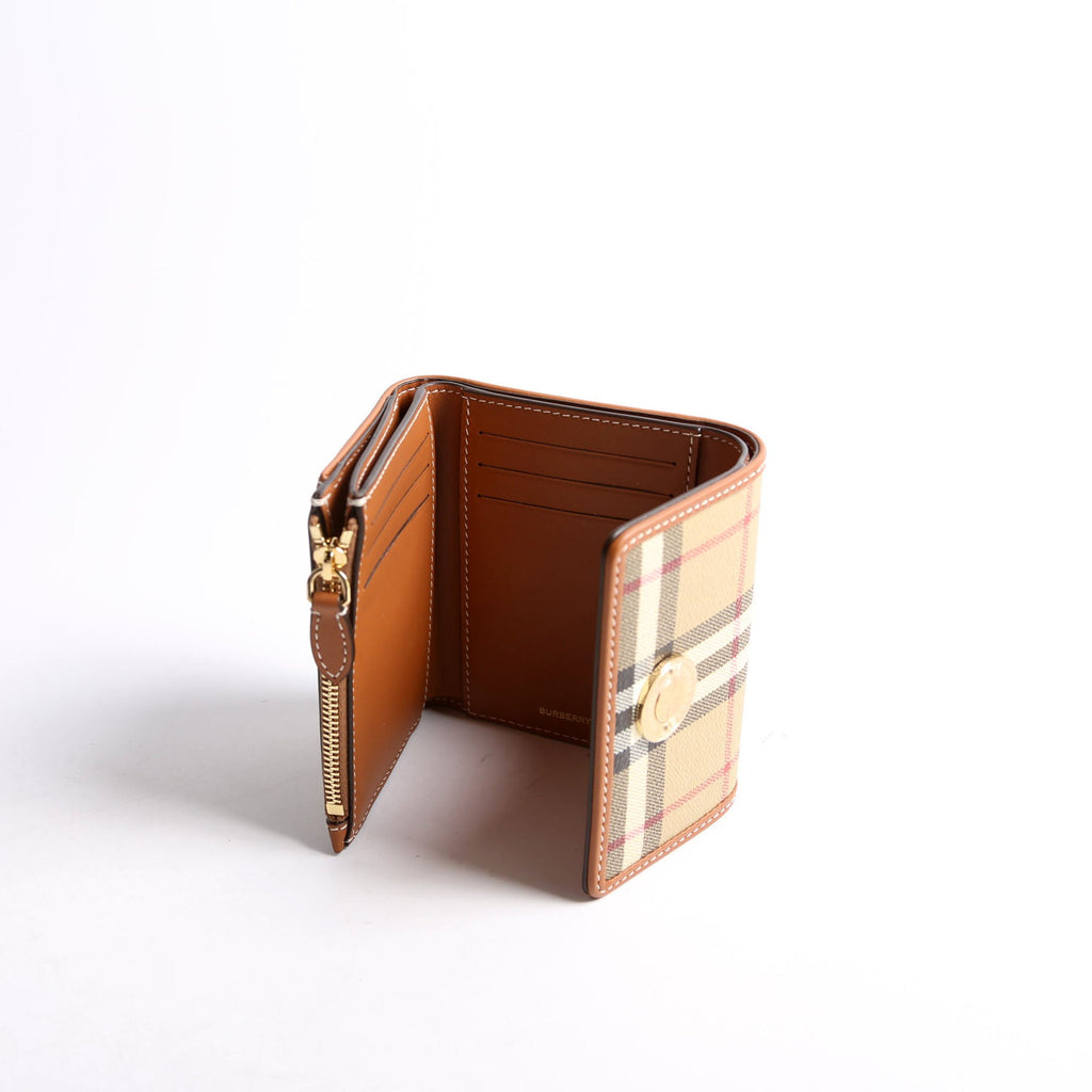 Lancaster Check Trifold Wallet Brown