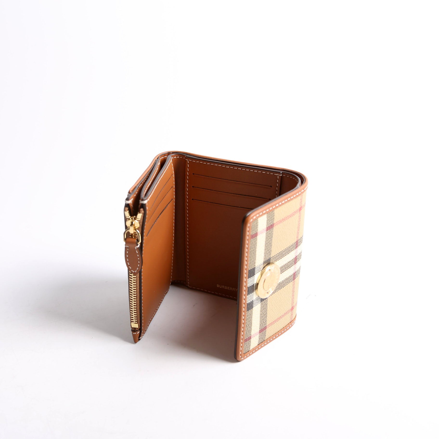 Lancaster Check Trifold Wallet Brown