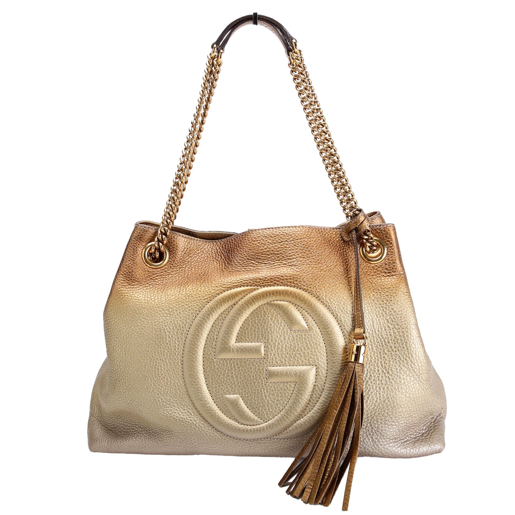 308982 Soho Leather Shoulder Medium Gold