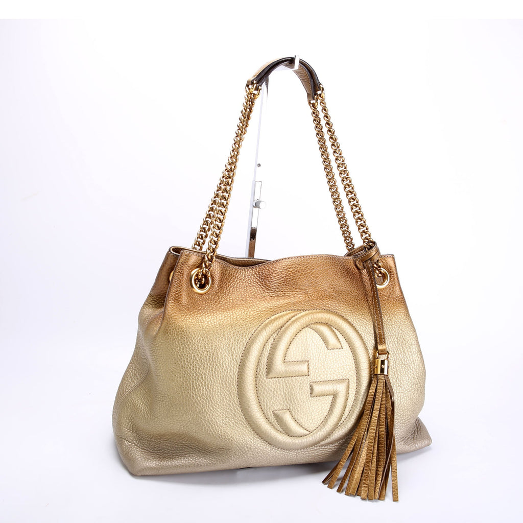 308982 Soho Leather Shoulder Medium Gold