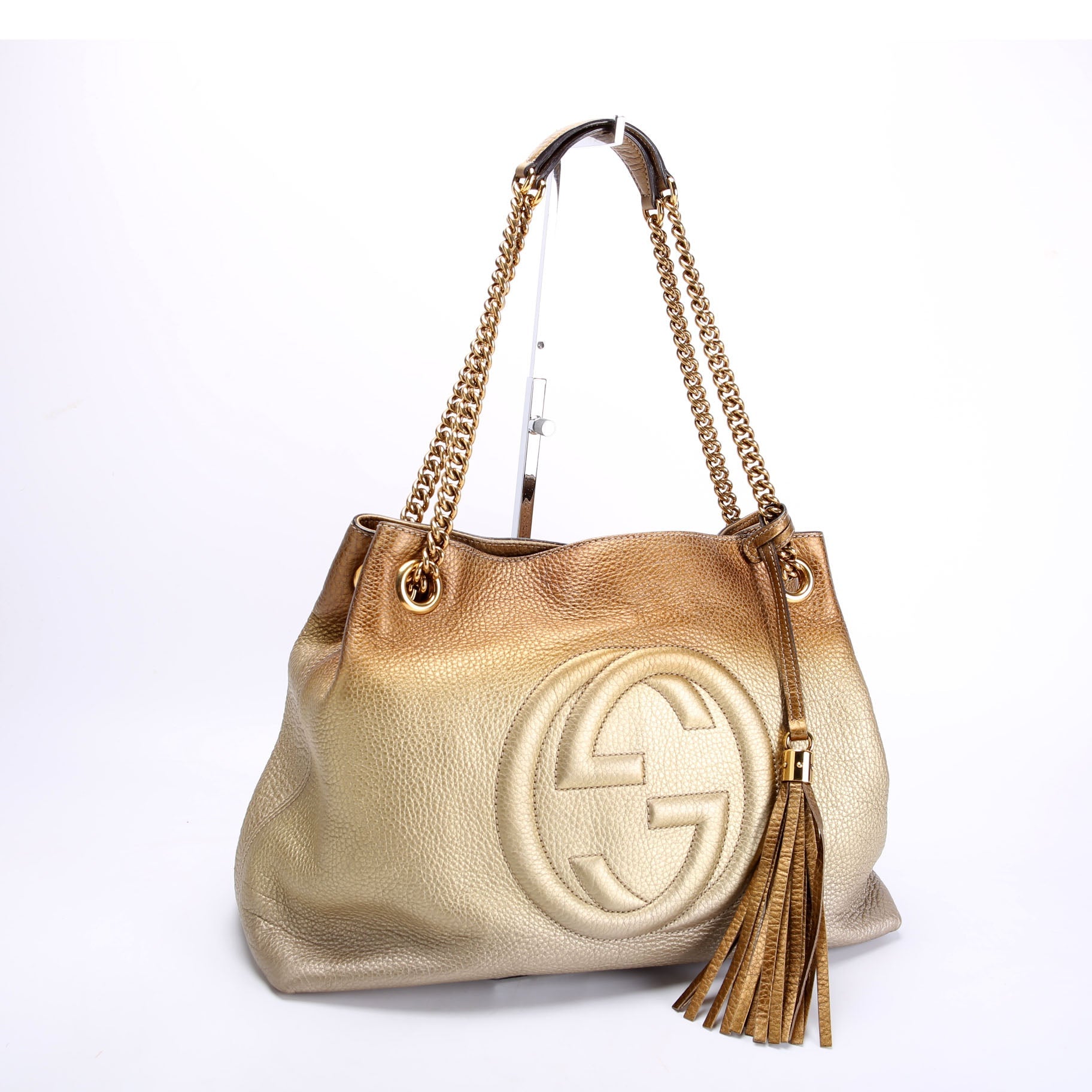 308982 Soho Leather Shoulder Medium Gold
