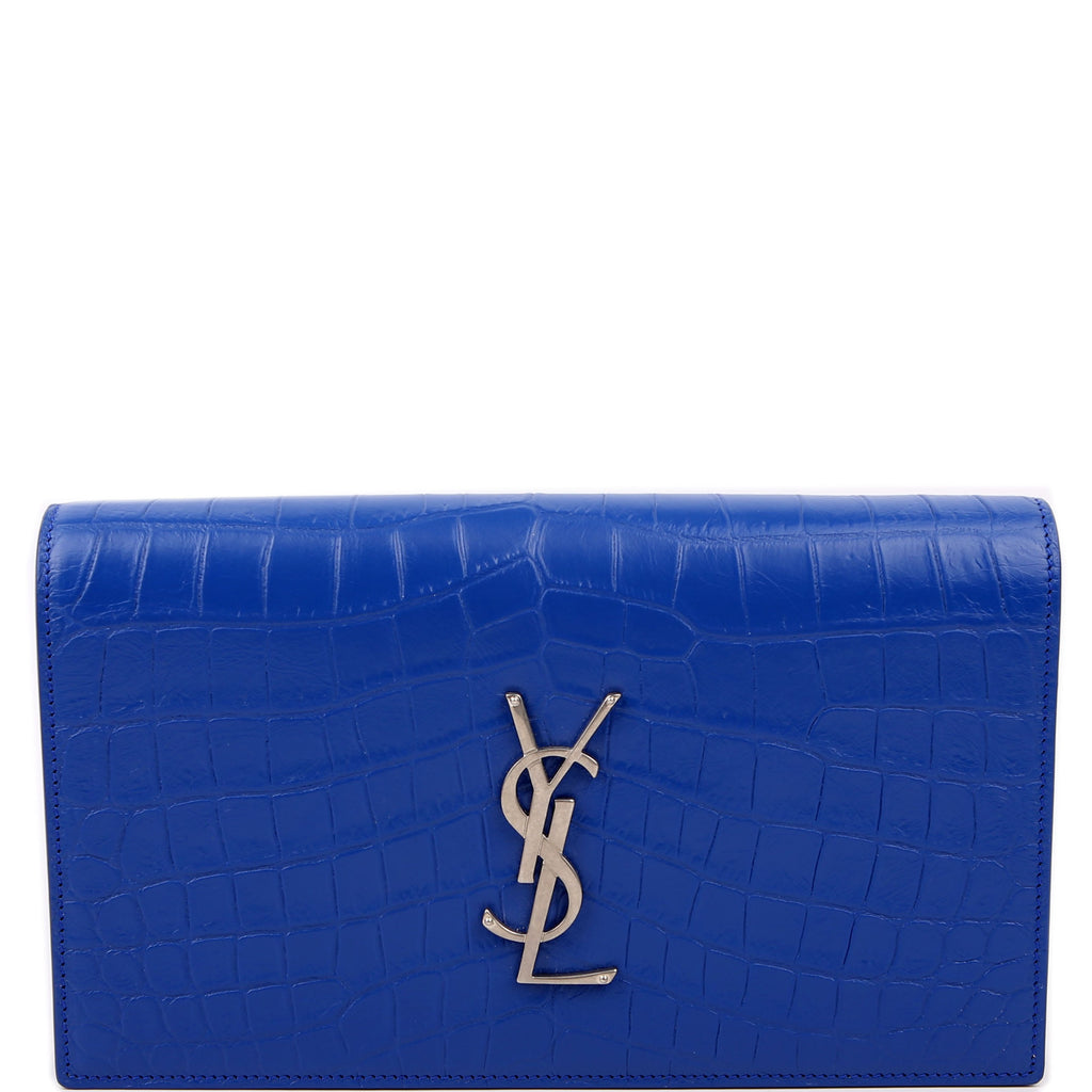 Grain De Kate Clutch Crocodile Embossed Blue