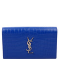 Grain De Kate Clutch Crocodile Embossed Blue