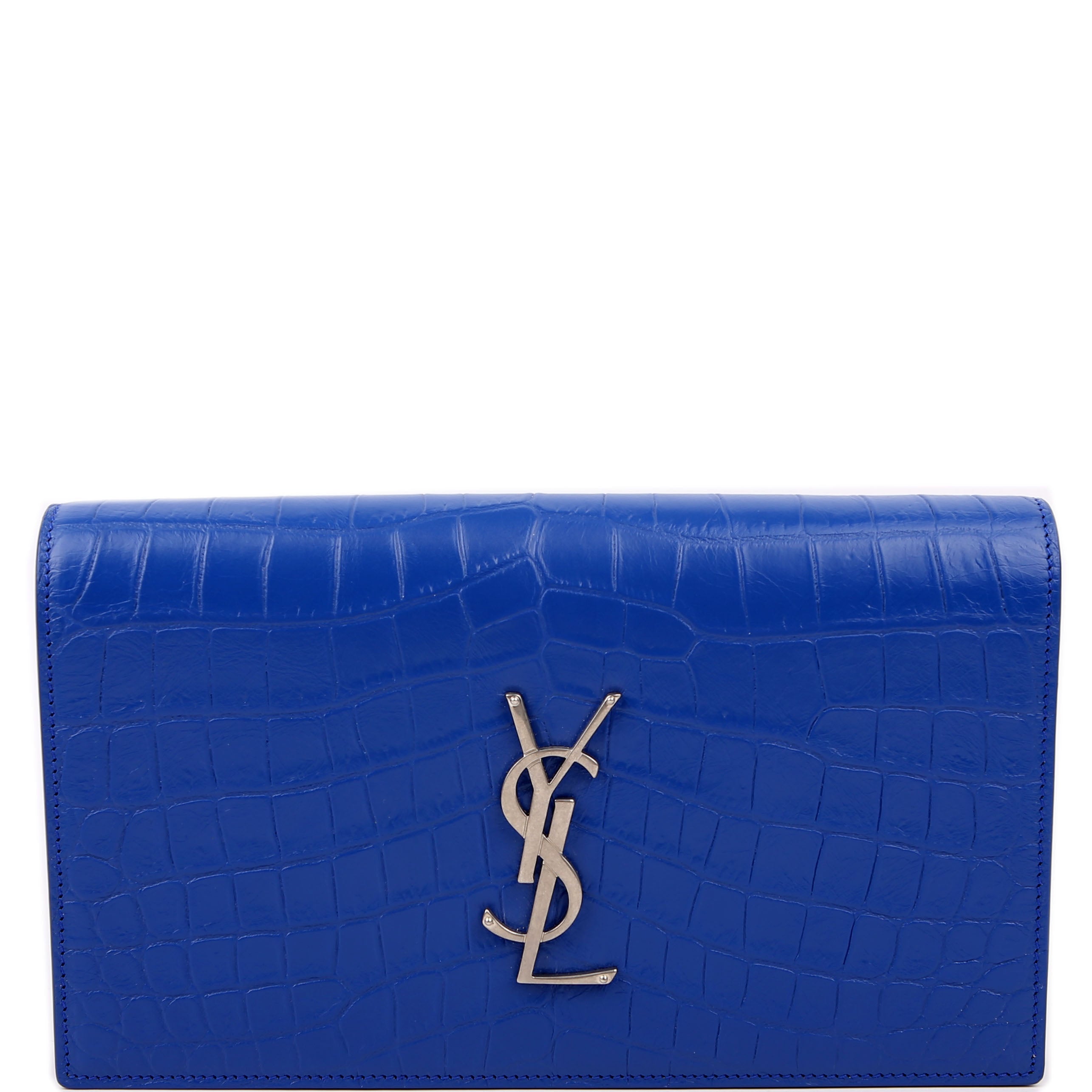 Grain De Kate Clutch Crocodile Embossed Blue