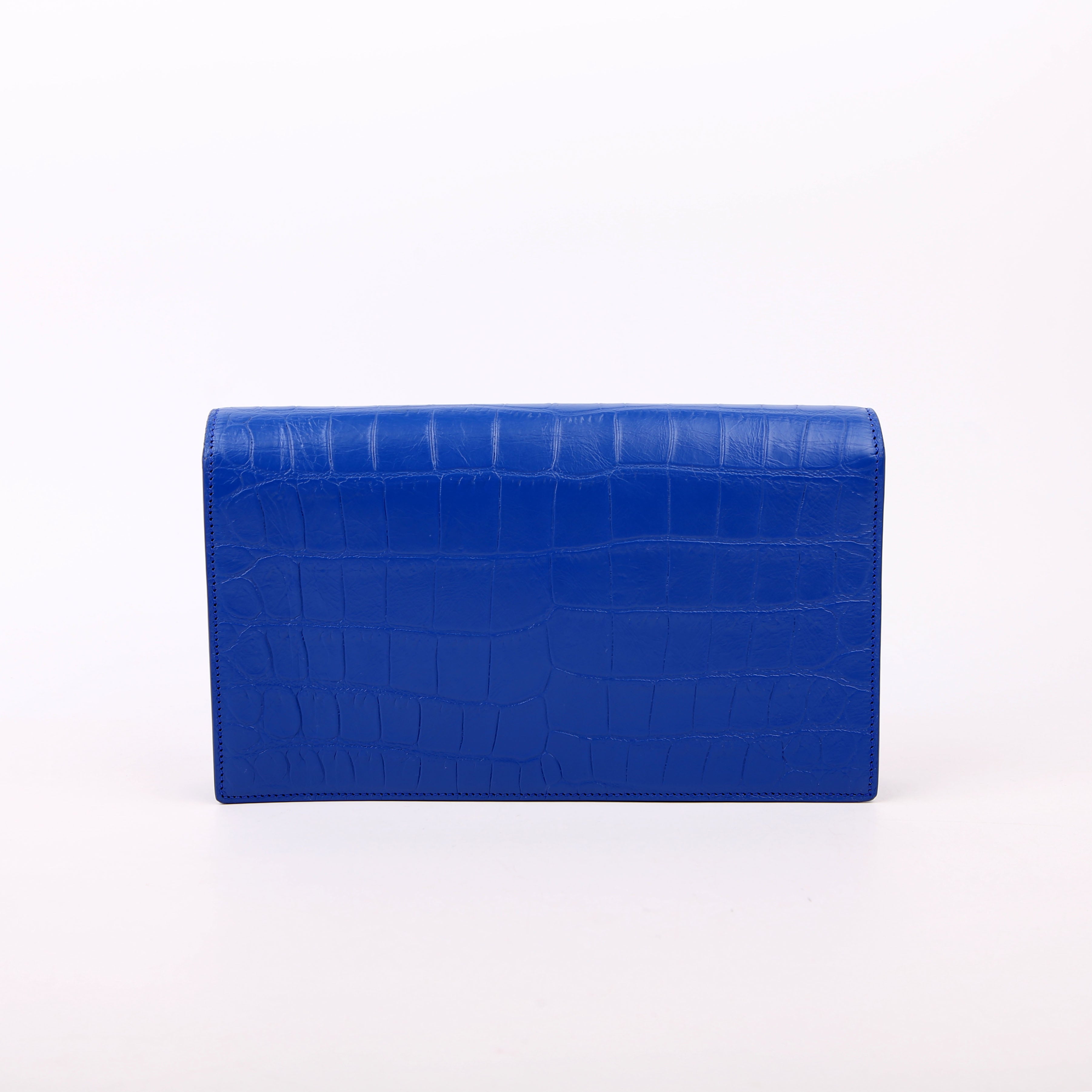 Grain De Kate Clutch Crocodile Embossed Blue