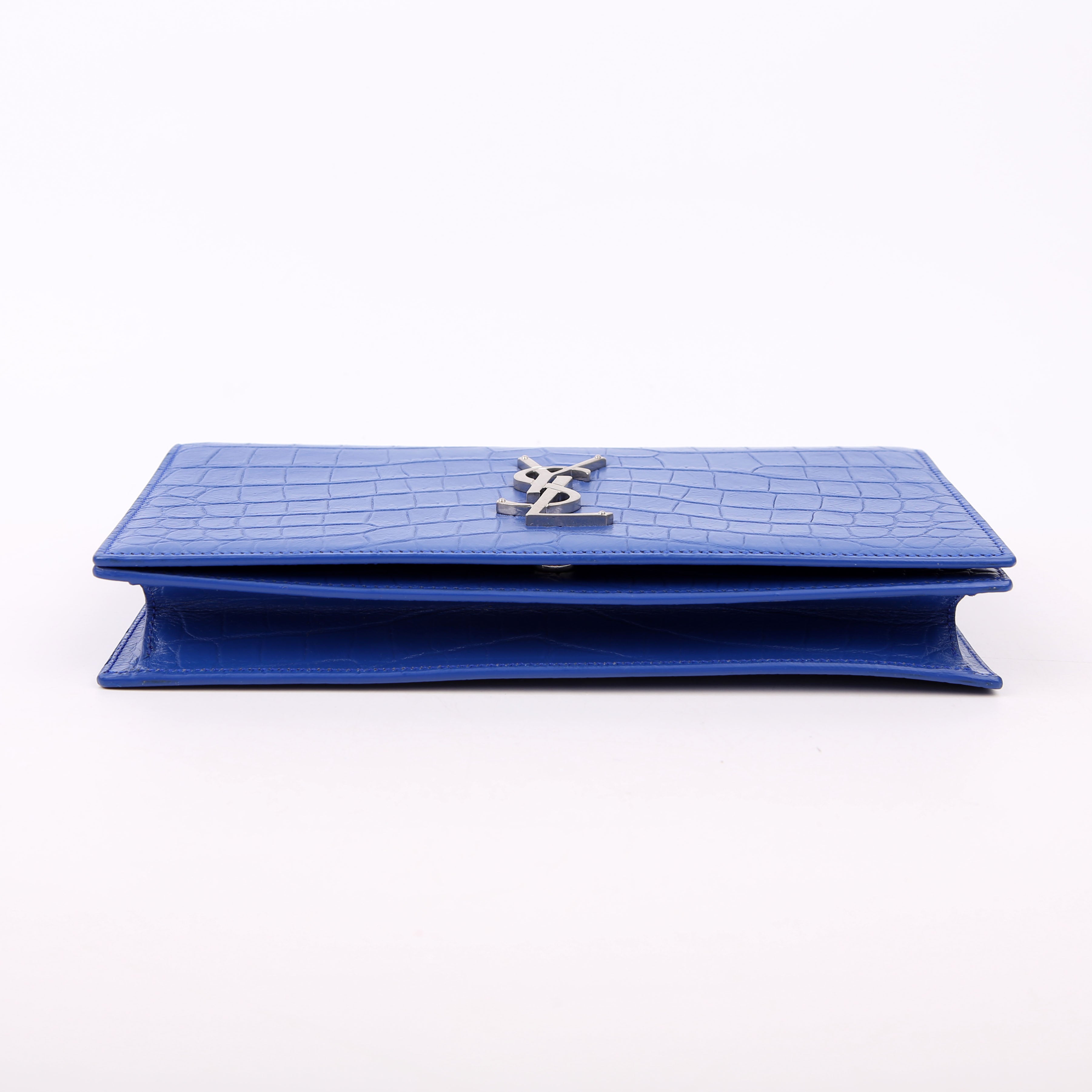 Grain De Kate Clutch Crocodile Embossed Blue