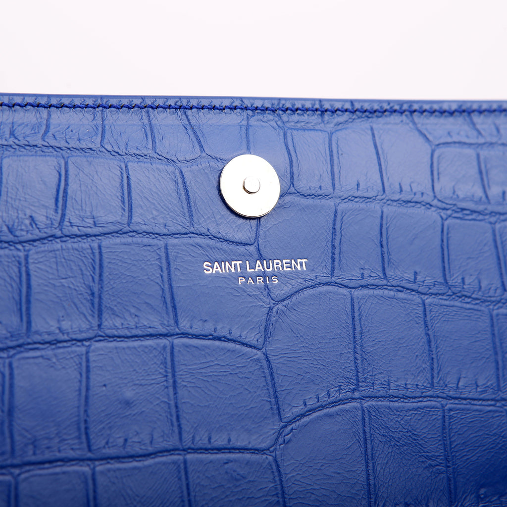 Grain De Kate Clutch Crocodile Embossed Blue