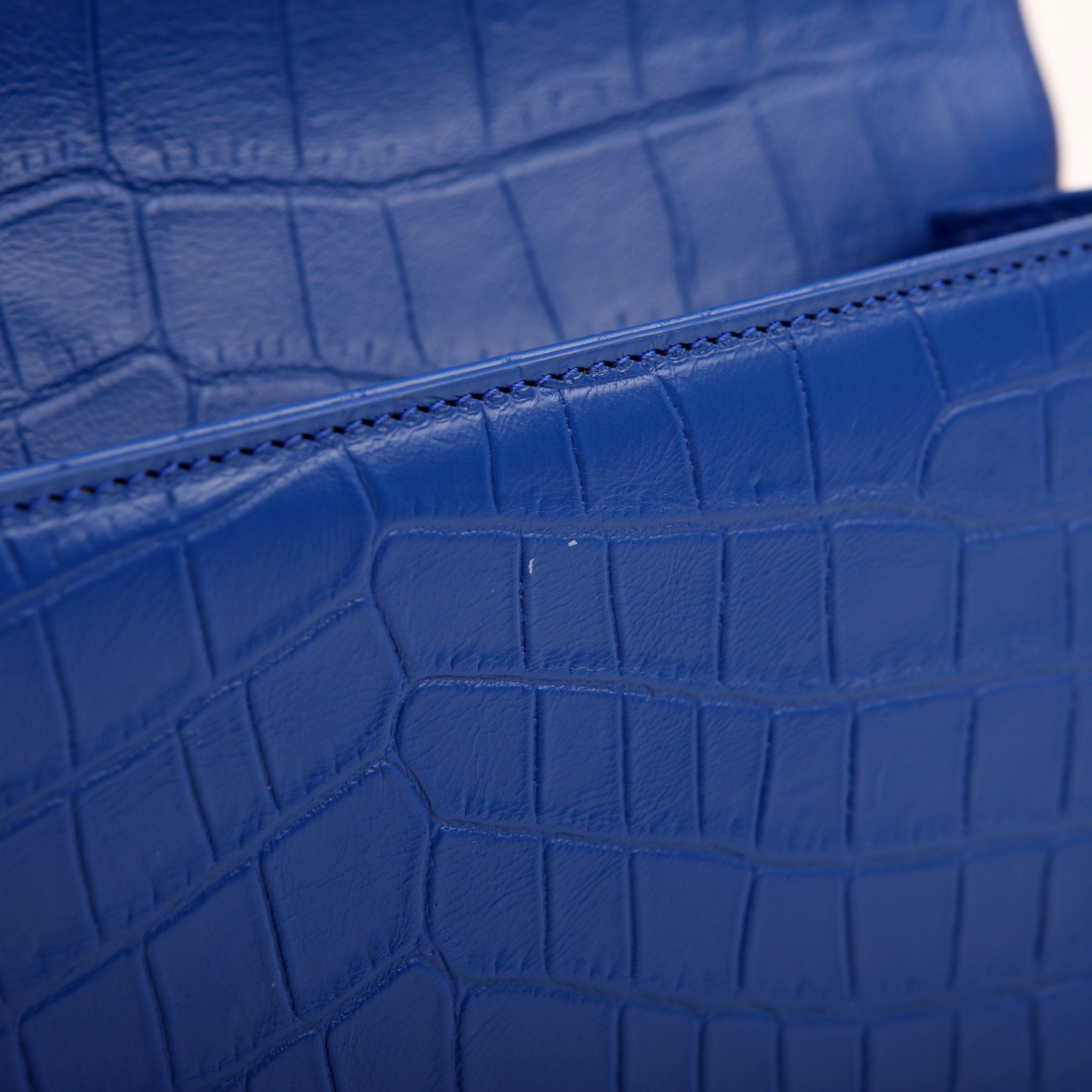 Grain De Kate Clutch Crocodile Embossed Blue