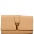 SAINT LAURENT Classic Y Ligne Clutch Smooth Leather Tan