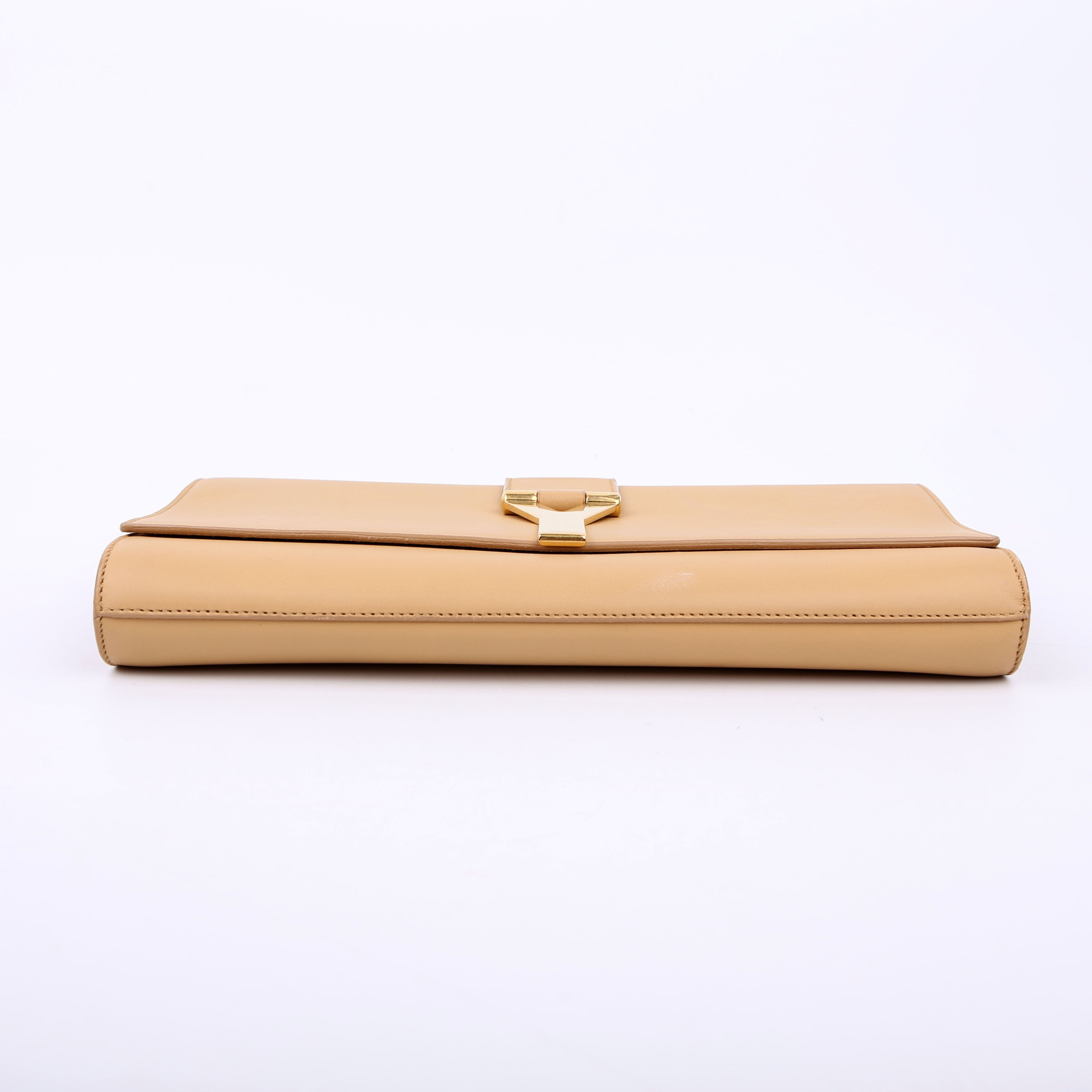SAINT LAURENT Classic Y Ligne Clutch Smooth Leather Tan