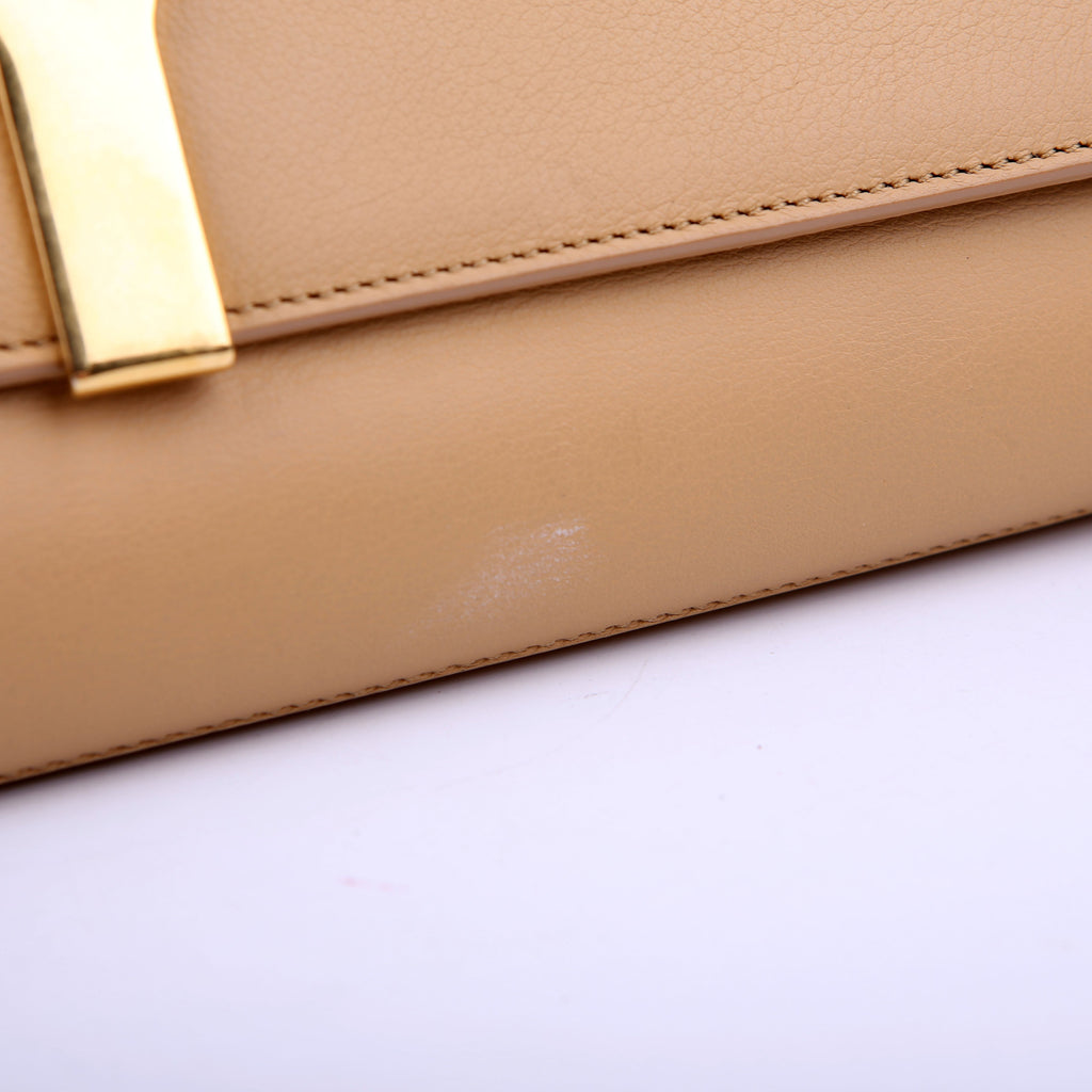 SAINT LAURENT Classic Y Ligne Clutch Smooth Leather Tan