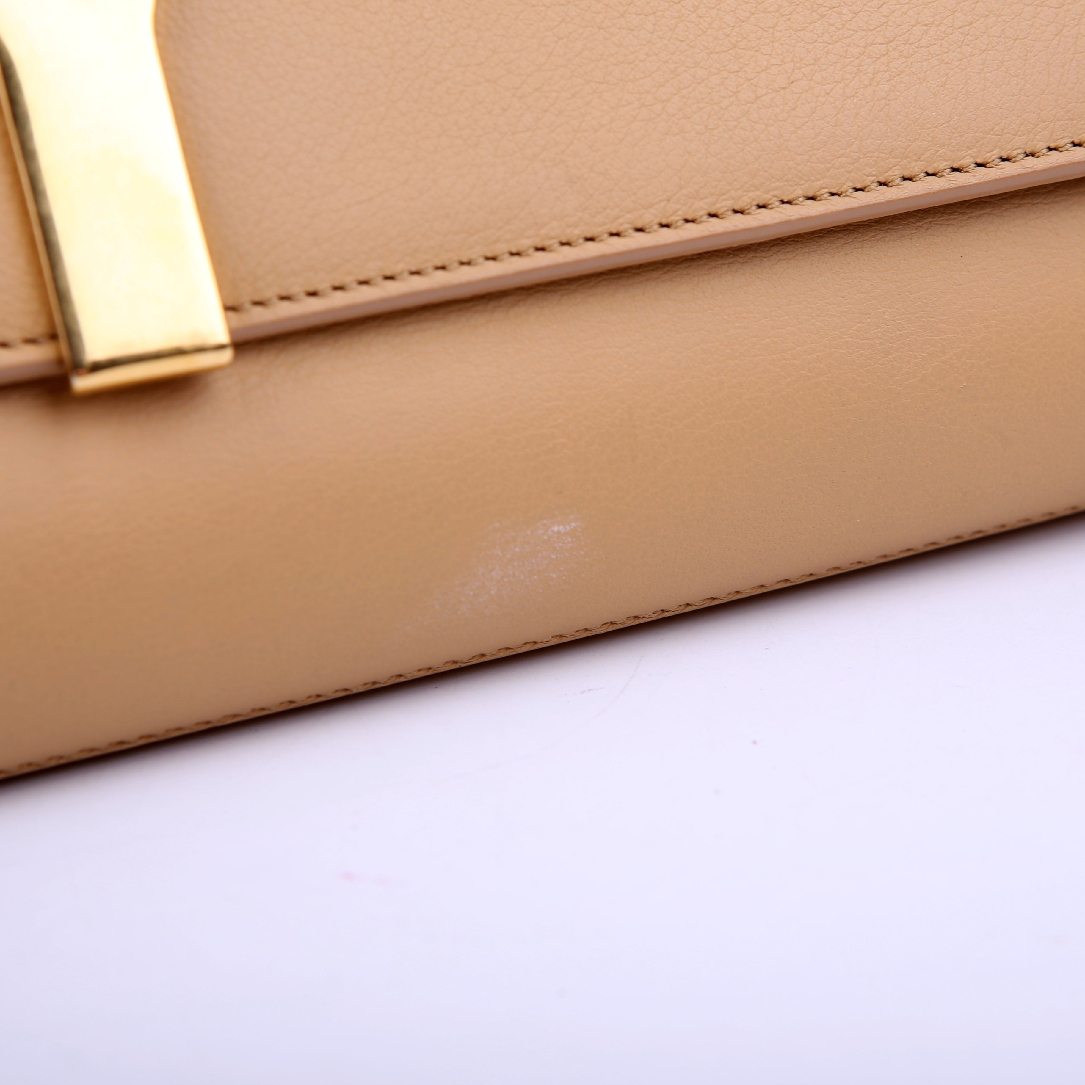 SAINT LAURENT Classic Y Ligne Clutch Smooth Leather Tan