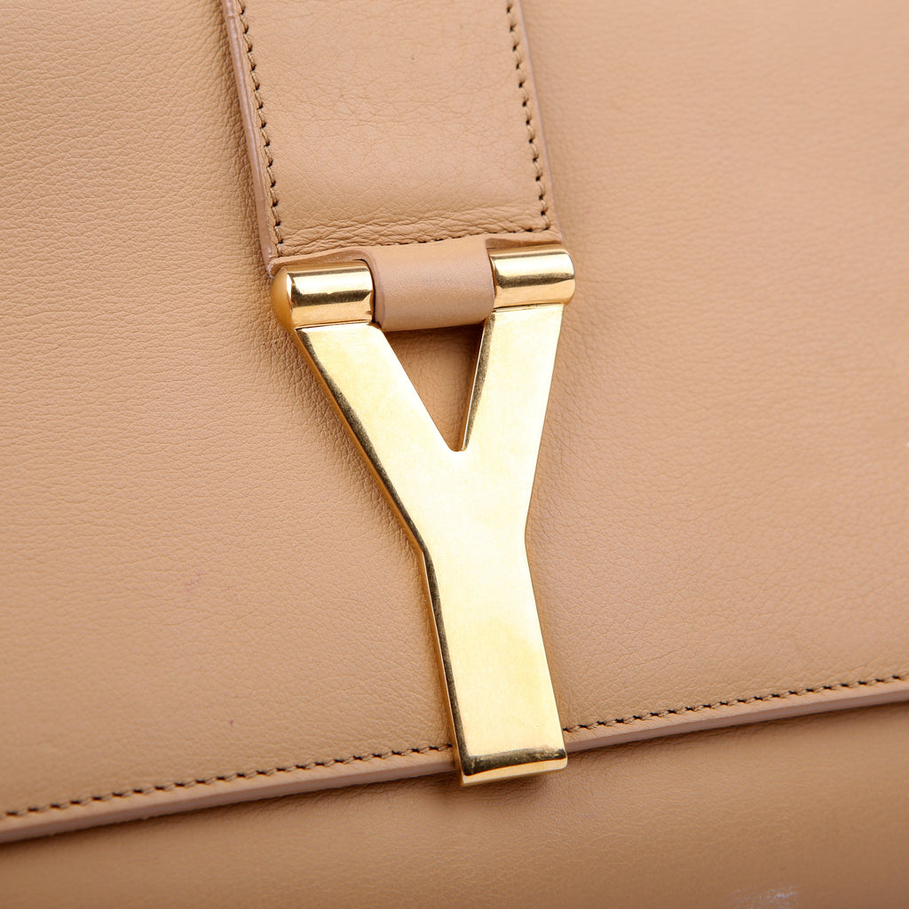 SAINT LAURENT Classic Y Ligne Clutch Smooth Leather Tan