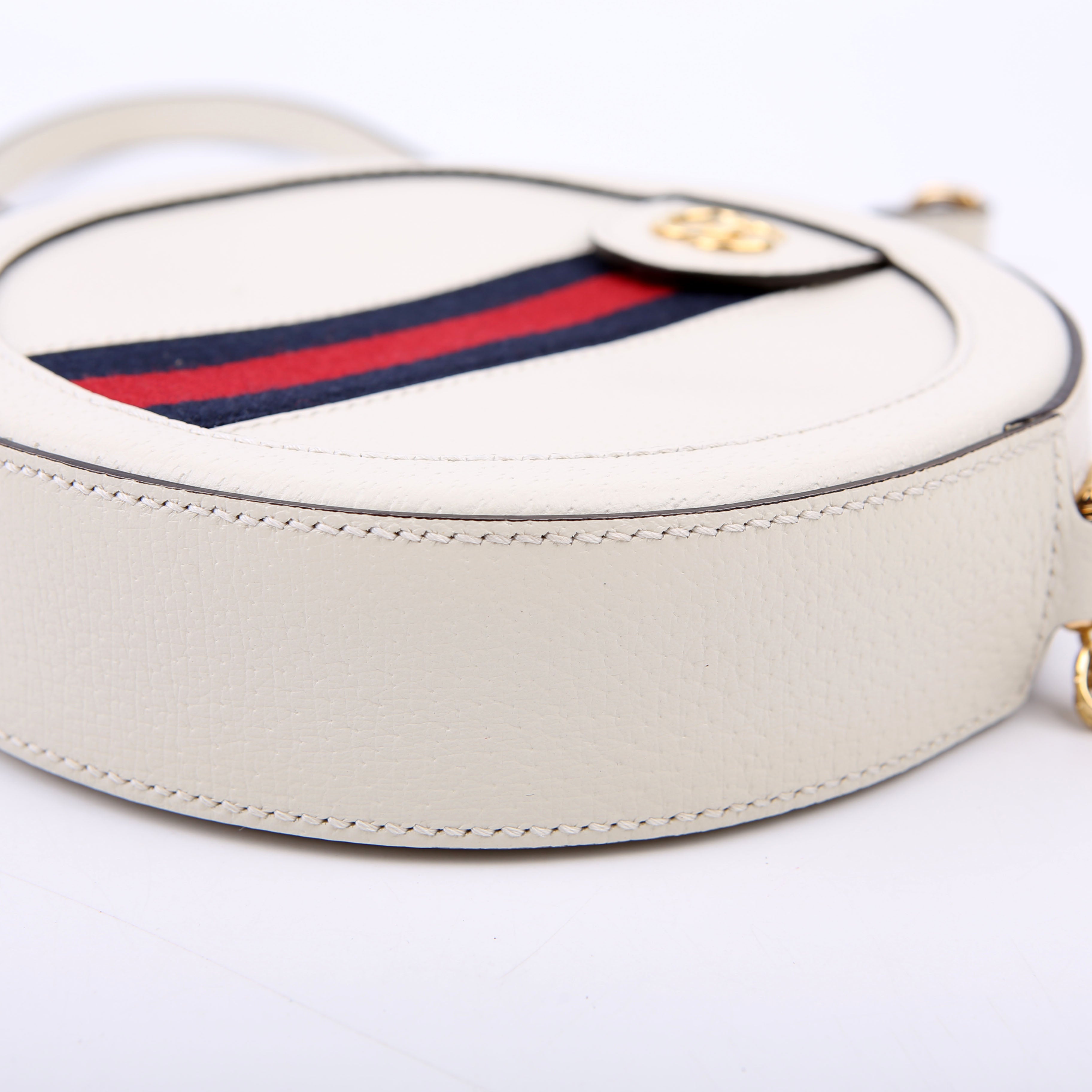 Gucci 550618 Ophidia Leather Round Small Crossbody White