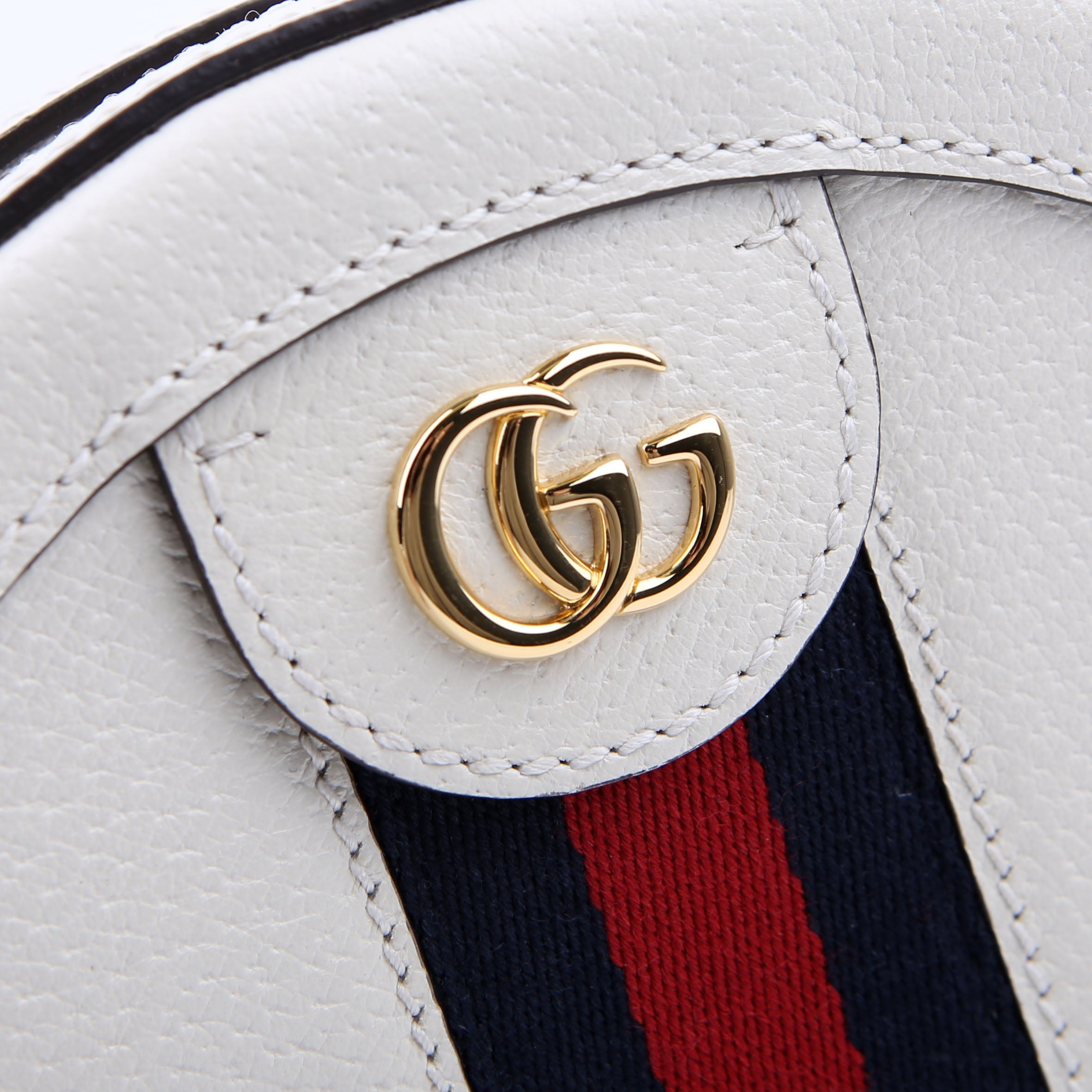 Gucci 550618 Ophidia Leather Round Small Crossbody White