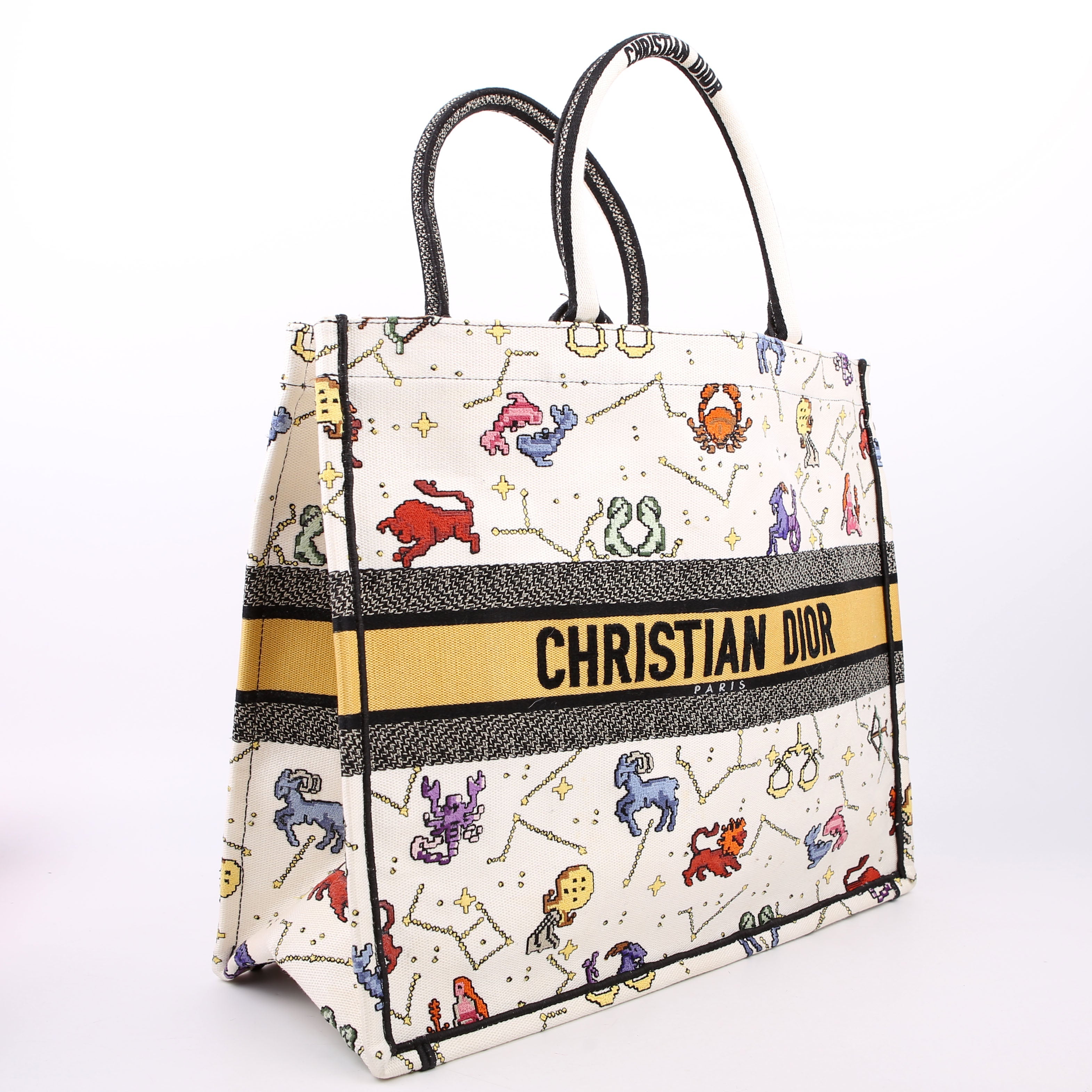 Dior Book Tote Large Embroidered Pixel Zodiac Multicolor