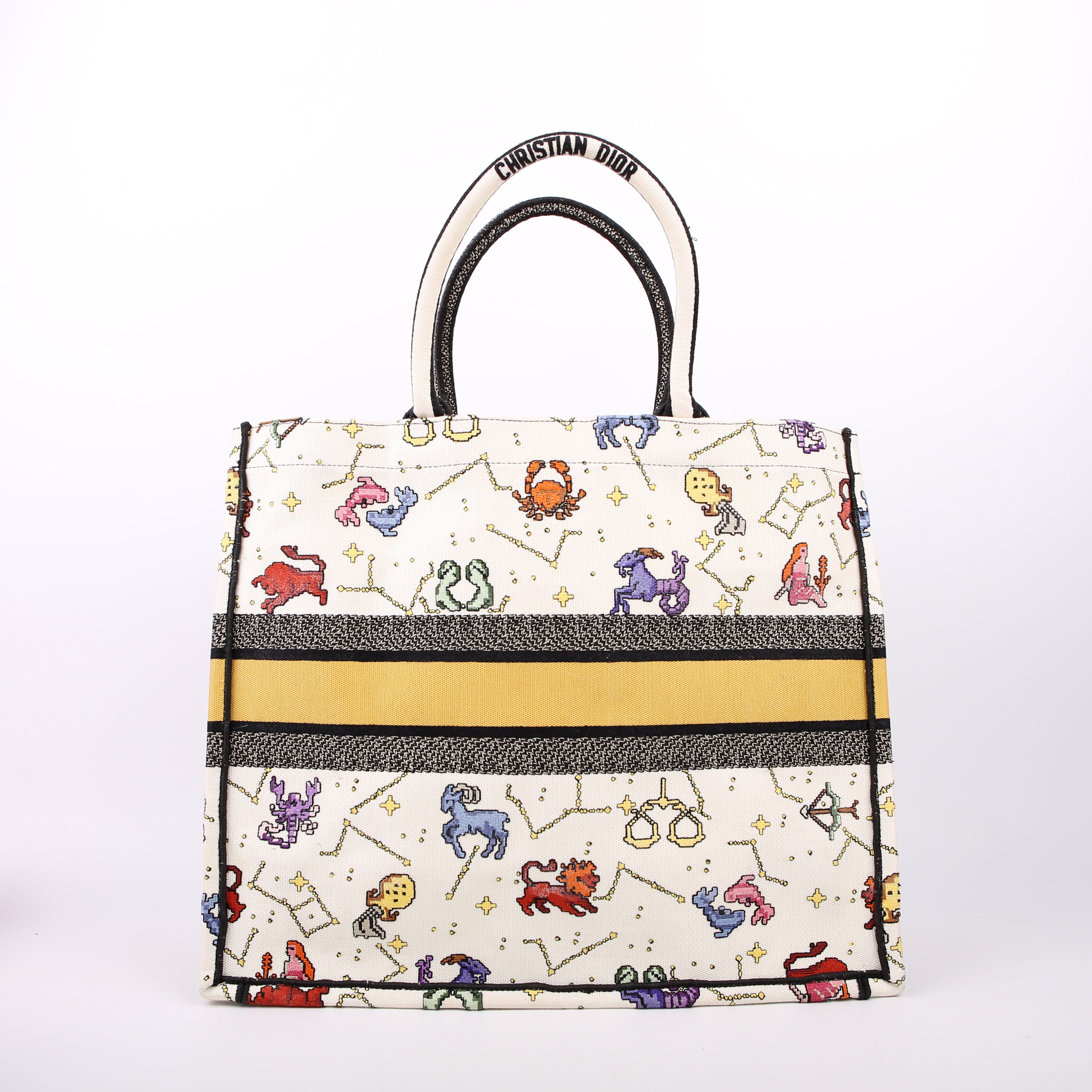 Dior Book Tote Large Embroidered Pixel Zodiac Multicolor