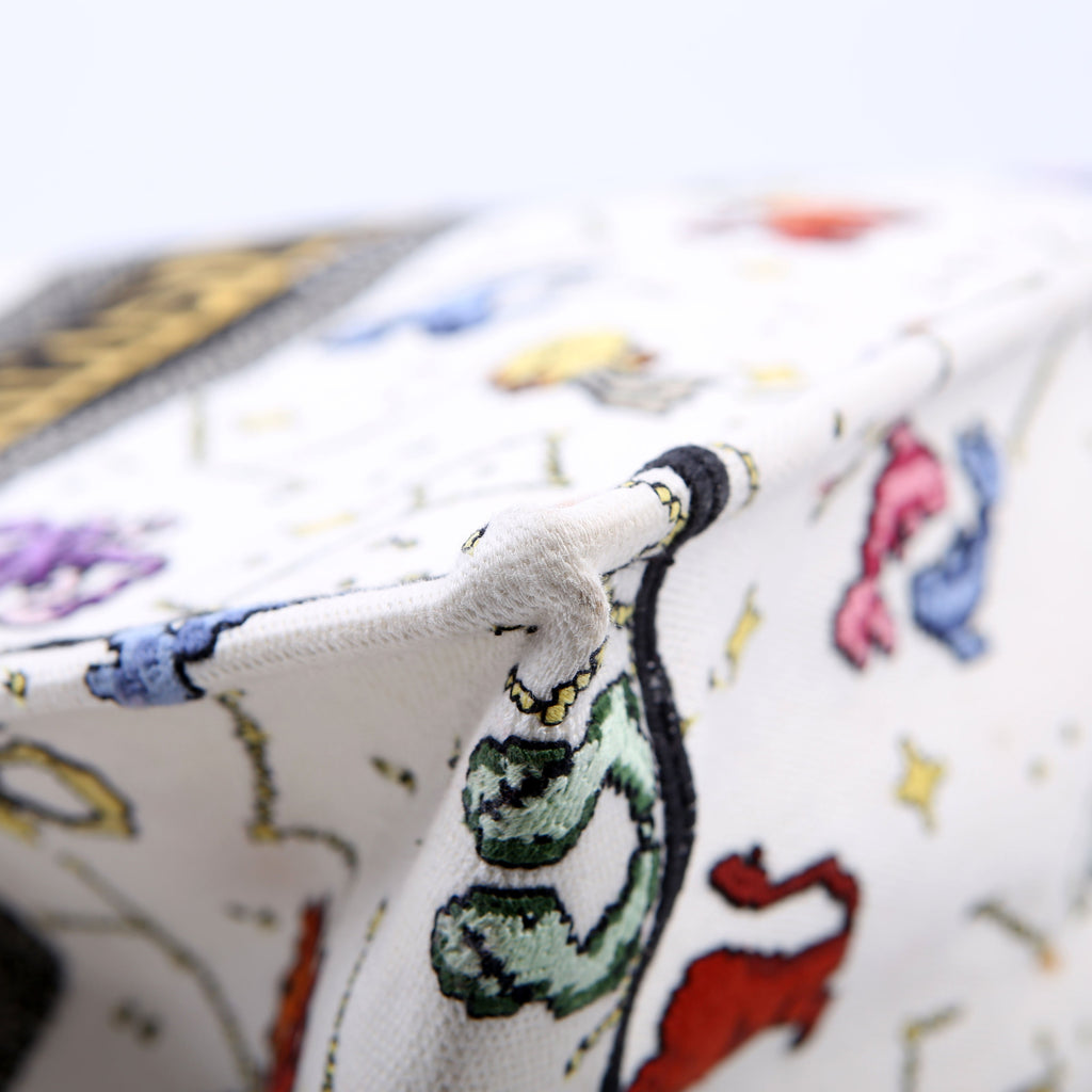 Dior Book Tote Large Embroidered Pixel Zodiac Multicolor