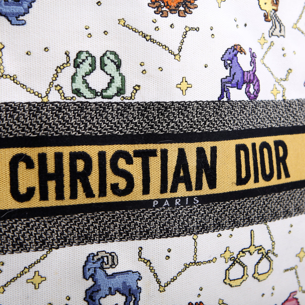 Dior Book Tote Large Embroidered Pixel Zodiac Multicolor