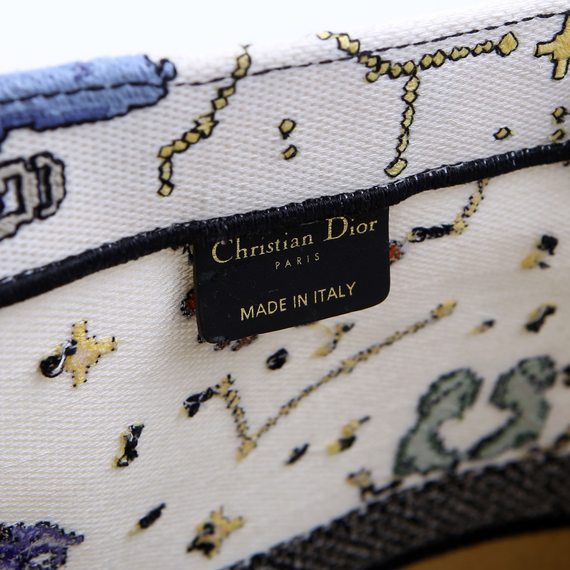 Dior Book Tote Large Embroidered Pixel Zodiac Multicolor