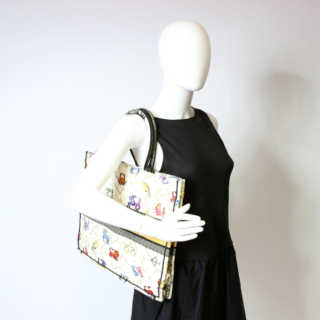 Dior Book Tote Large Embroidered Pixel Zodiac Multicolor