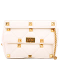 Roman Stud Medium Shoulder Bag White