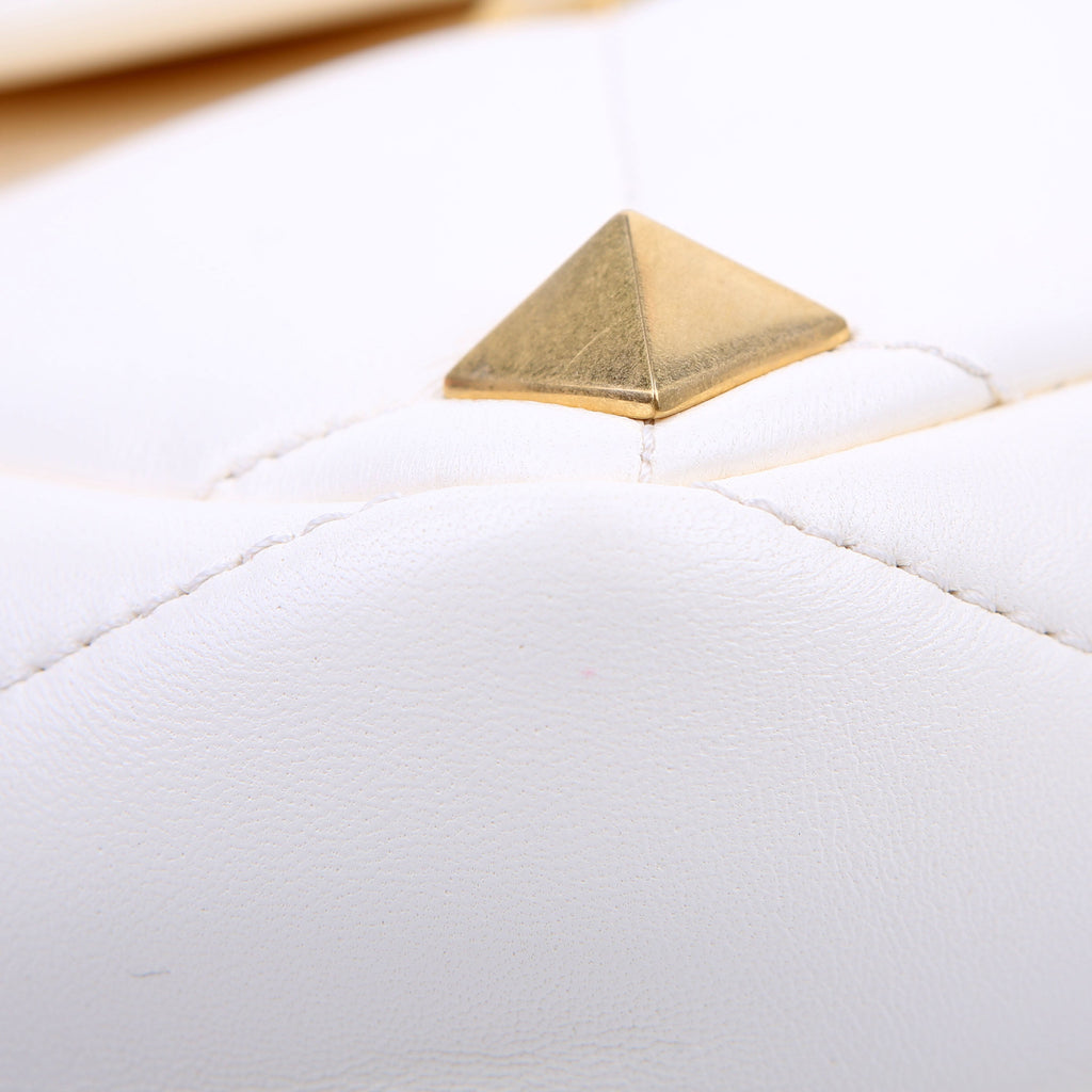 Roman Stud Medium Shoulder Bag White