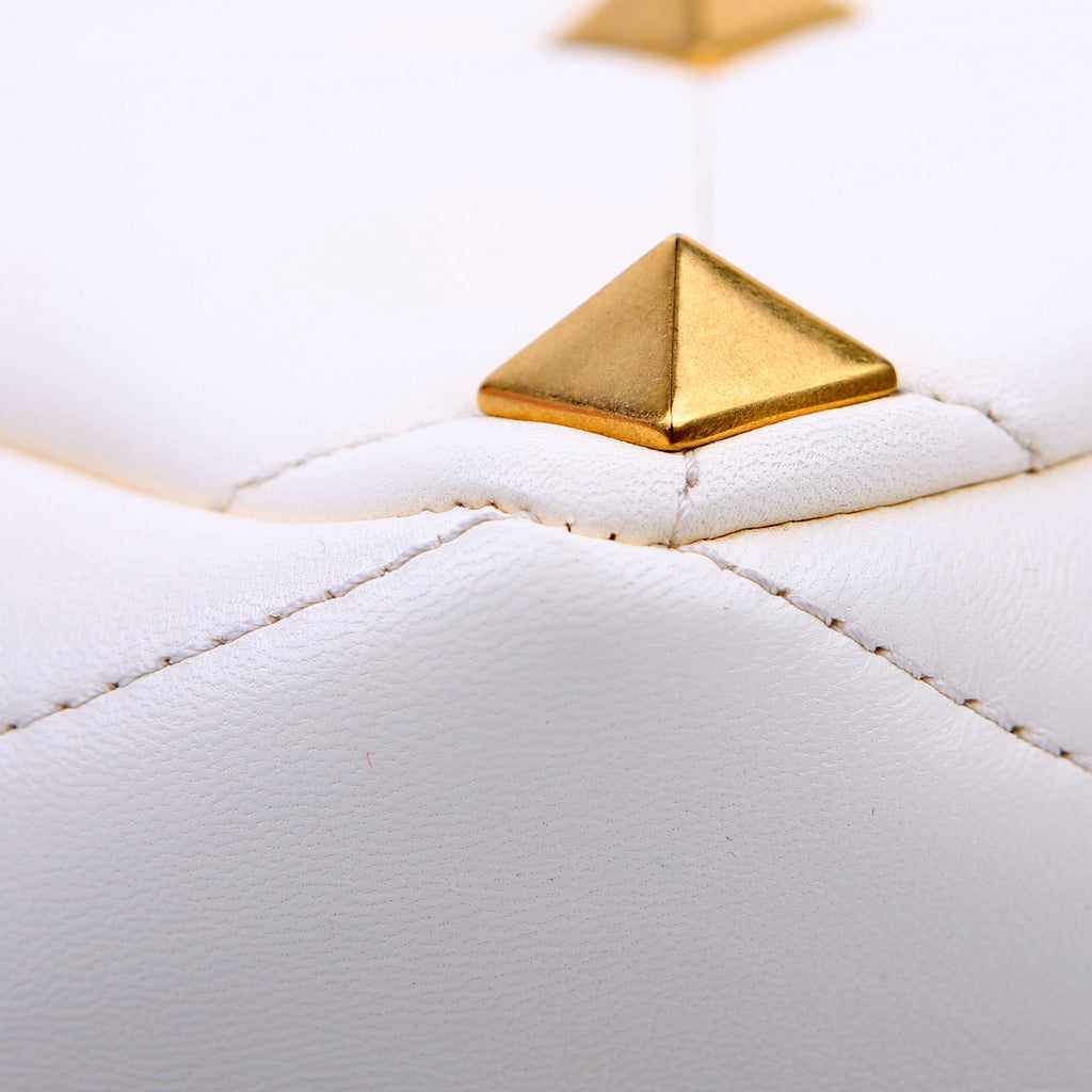 Roman Stud Medium Shoulder Bag White