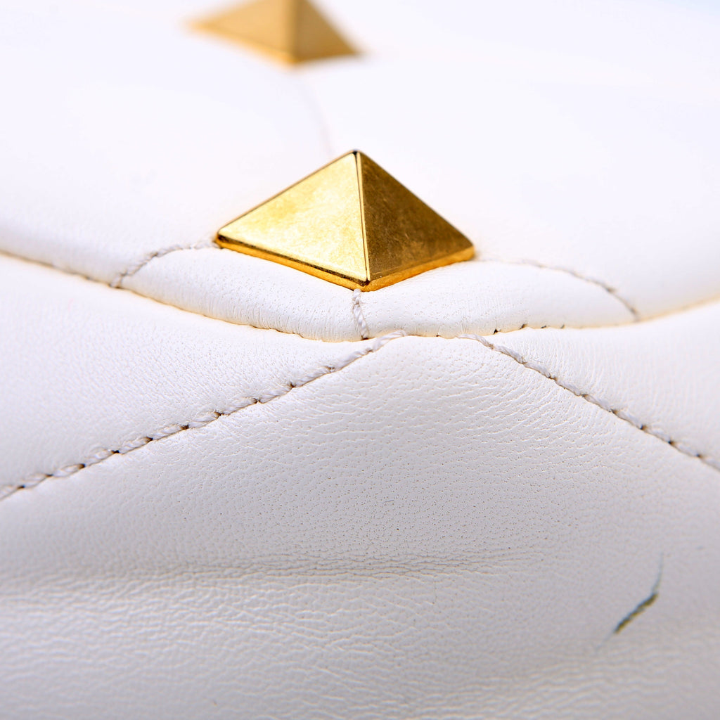 Roman Stud Medium Shoulder Bag White