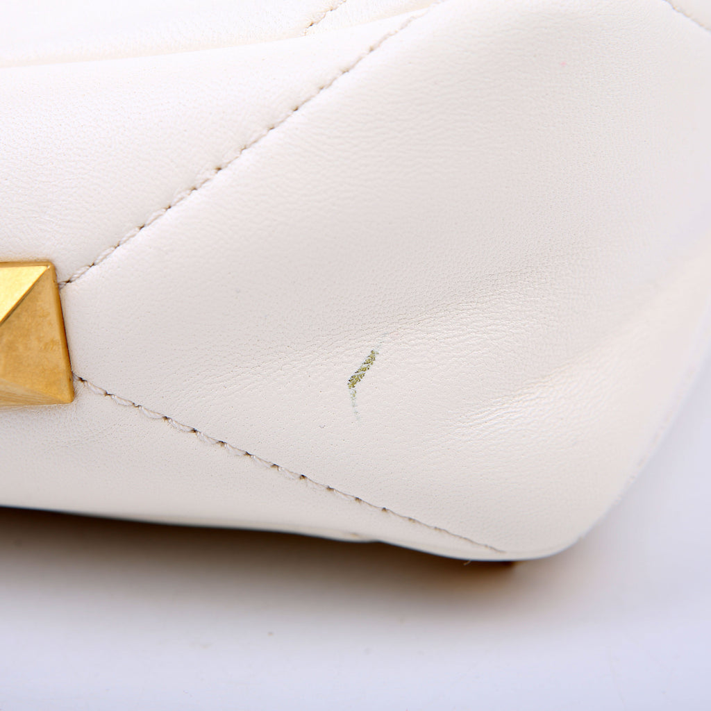 Roman Stud Medium Shoulder Bag White