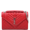 SAINT LAURENT Envelope Medium Grain De Triquilt Red