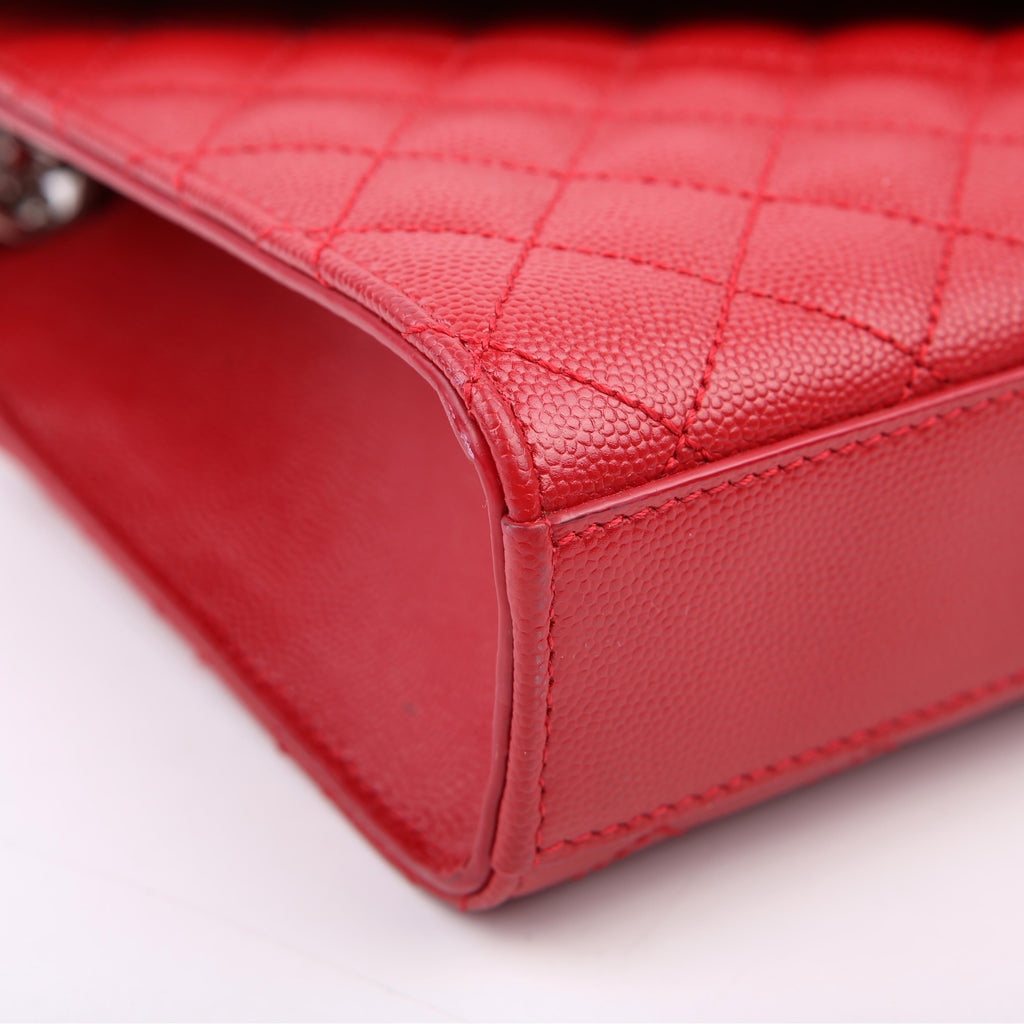 SAINT LAURENT Envelope Medium Grain De Triquilt Red