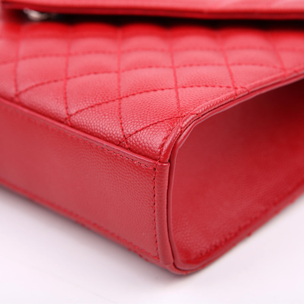 SAINT LAURENT Envelope Medium Grain De Triquilt Red