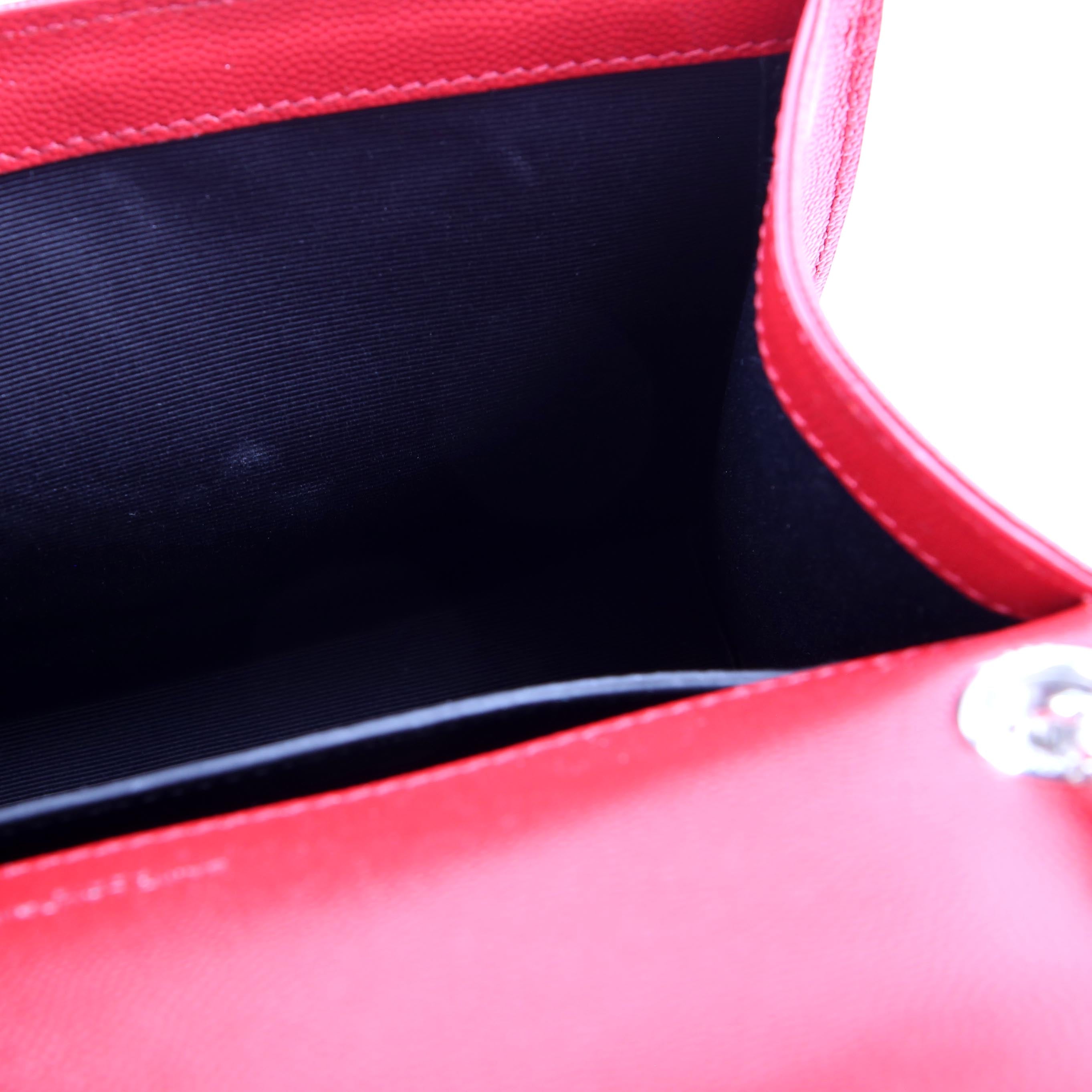 SAINT LAURENT Envelope Medium Grain De Triquilt Red